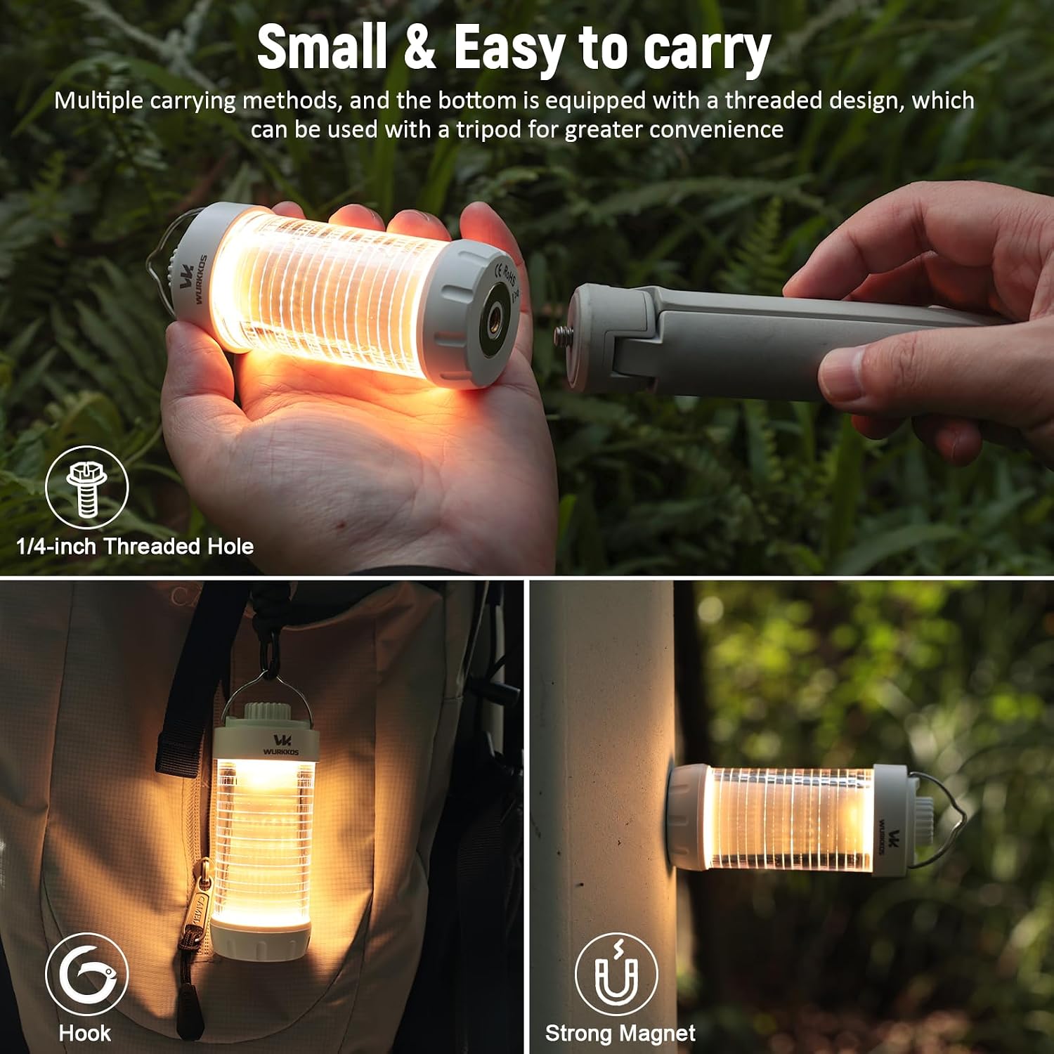 Detalle 2 de Wurkkos CL01 Rechargeable Camping Lantern, 550-Lumen, RGB, Dimmable, IP66