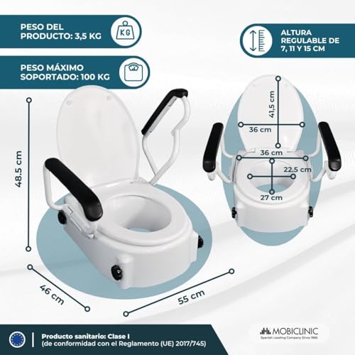 Thumbnail 1 de Mobiclinic® Elevador WC Adulto Tajo 19 cm Regulable 🦽