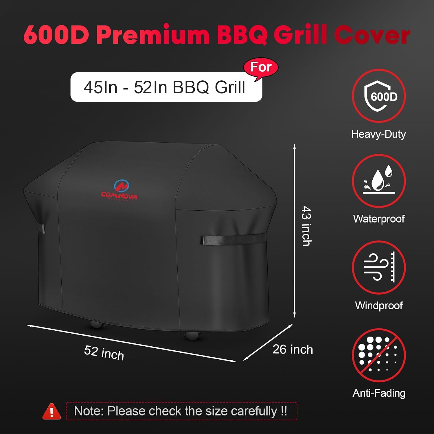 Thumbnail 1 de M COMNOVA OUTDOORS For Weber Spirit 300 Series 52-Inch Grill Cover, 600D Oxford
