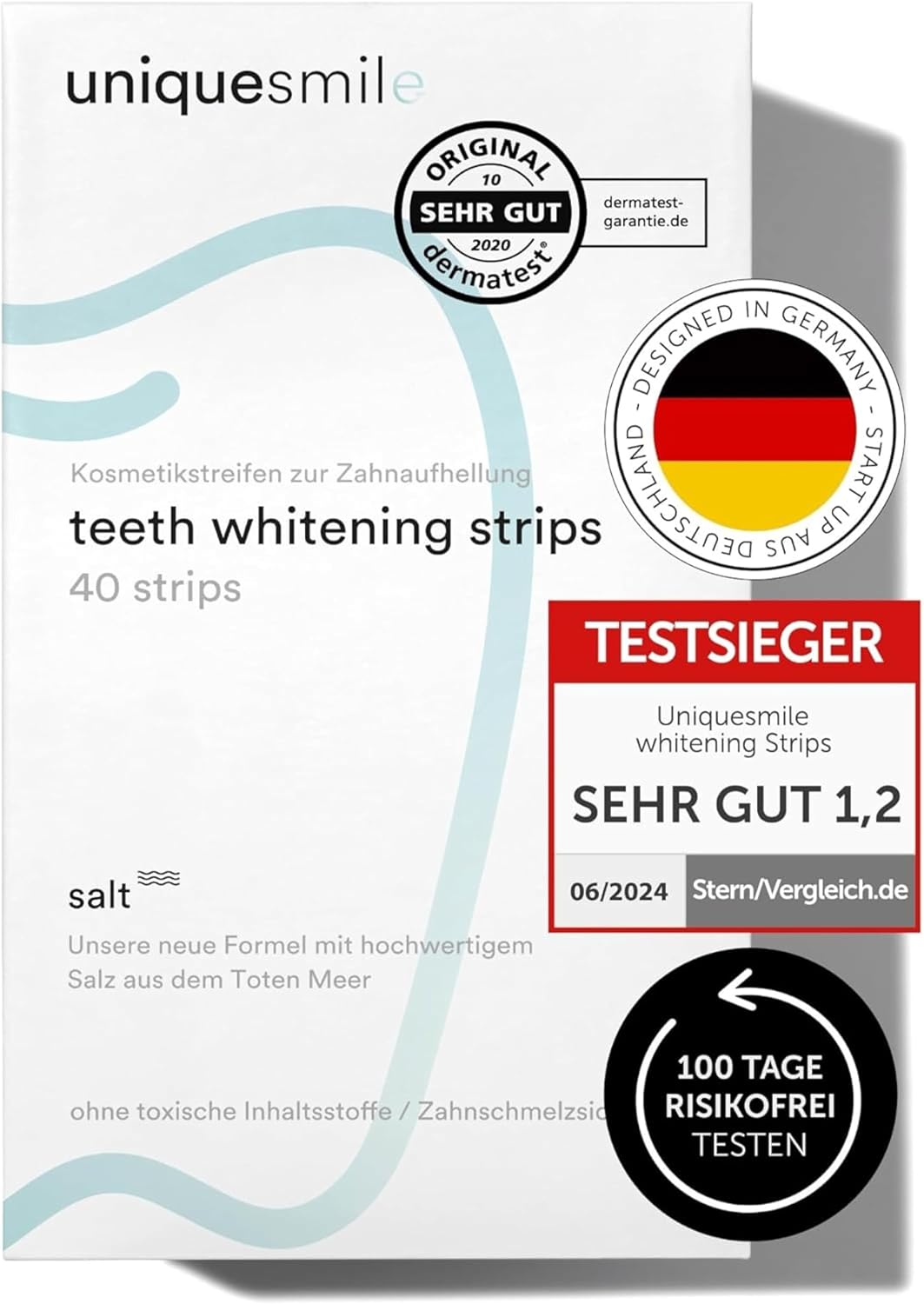 Detalle de Uniquesmile Zahnaufhellung Whitening Strips 40 Stück 🦷