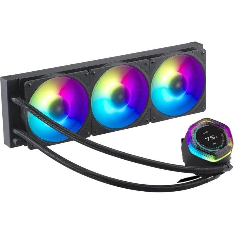 Detalle 2 de Cooler Master MasterLiquid 360 ION ARGB Kit: refrigeración líquida 360 mm con pantalla LCD para PC potente y con estilo