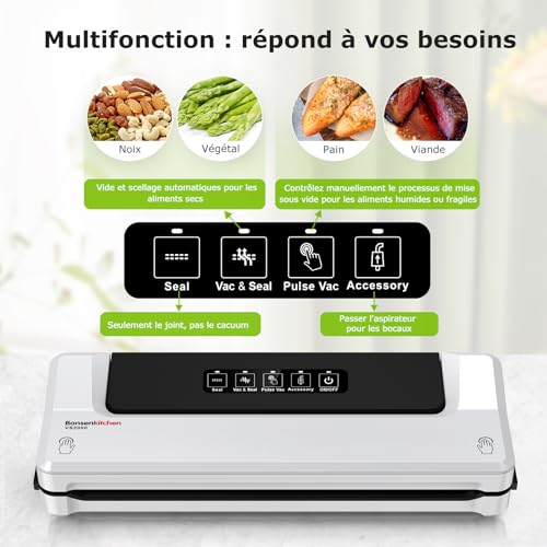 Detalle de Bonsenkitchen Machine Sous Vide Alimentaire VS2000 – Kit 5 Sacs