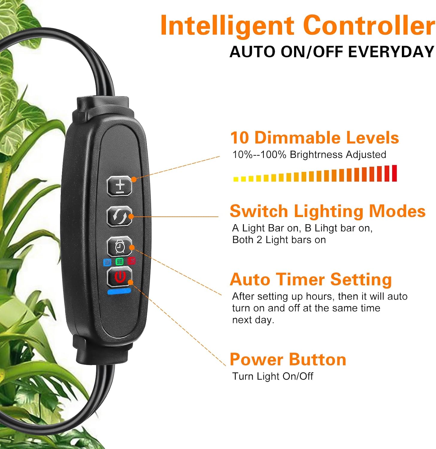 Detalle de LYGZM csx-2835 LED Grow Light, 120 LEDs, Full Spectrum, Dimmable Timer