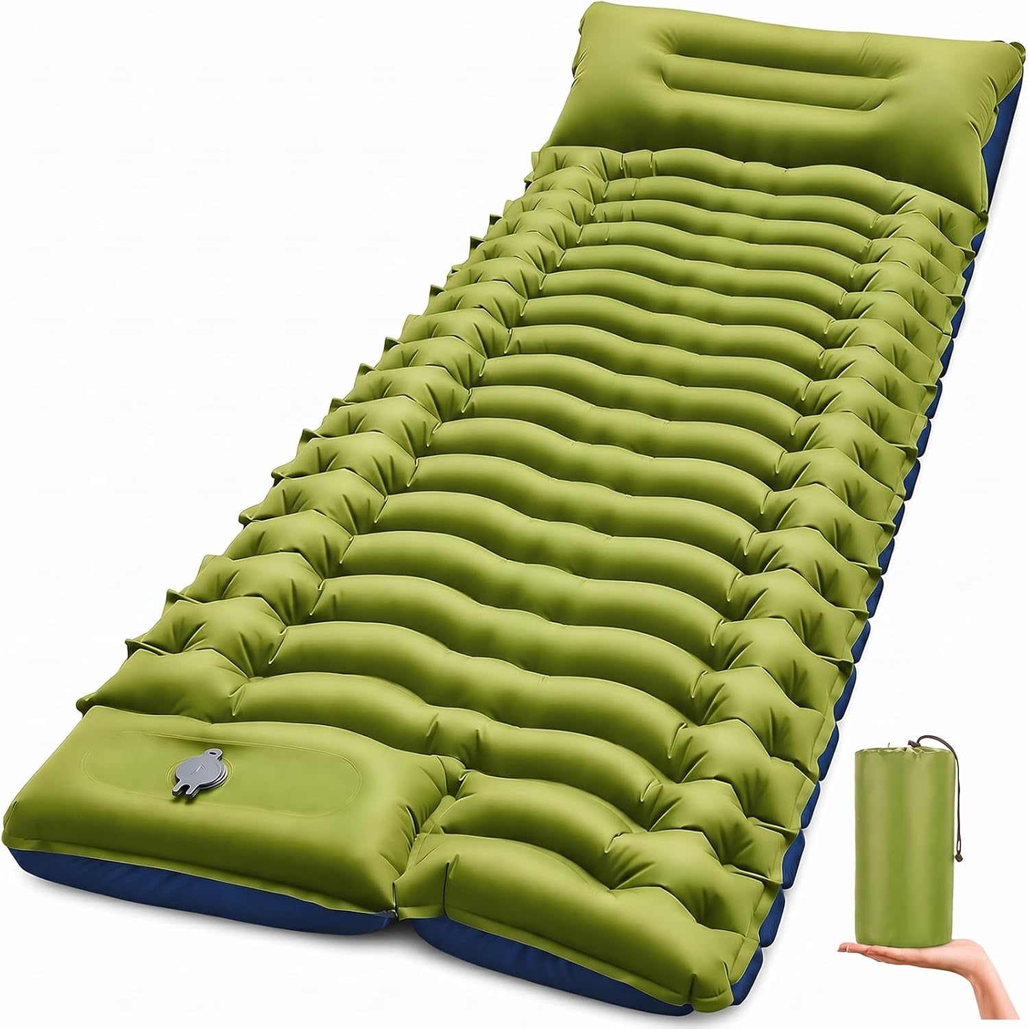 Detalle de OVERMONT Ultraleichte Isomatte – 12 cm Dicke, aufblasbare Campingmatte, 190×70 cm
