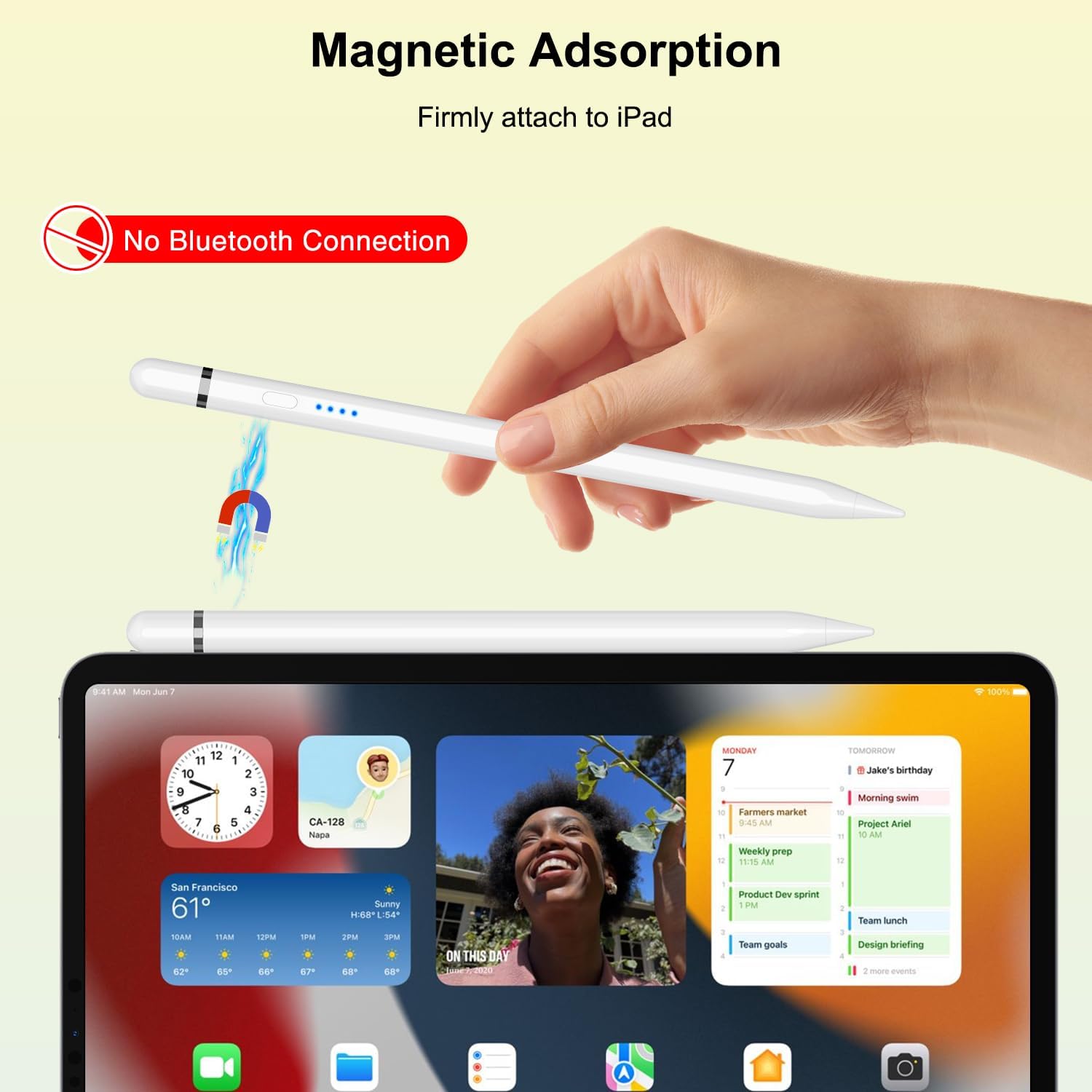 Thumbnail 6 de Pencil 1. Generation für iPad (2018–2025) – iPad-kompatibler Stift mit 20-Minuten-Schnellladung, Neigung & Palm Rejection (Weiß)