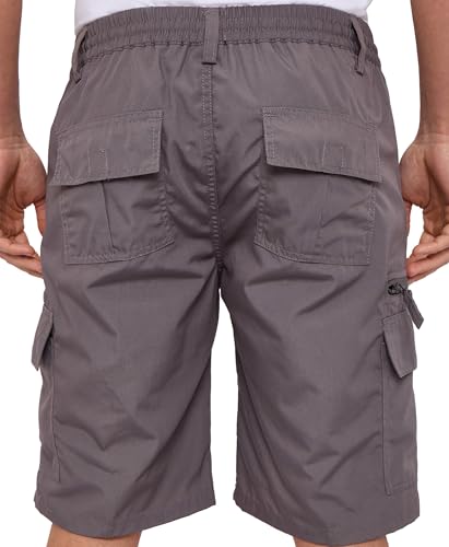 Thumbnail 1 de LABEL APPAREL Mens Cargo Combat Shorts: Grey Cotton-Blend, Regular Fit, 6XL