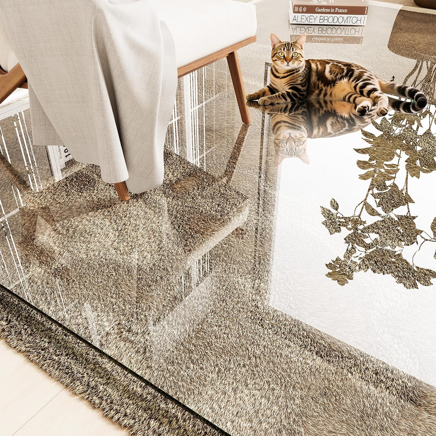 Detalle de InfiniGlass GlassMat-FY4655-5 Tempered Glass Chair Mat, 48" x 40", Clear