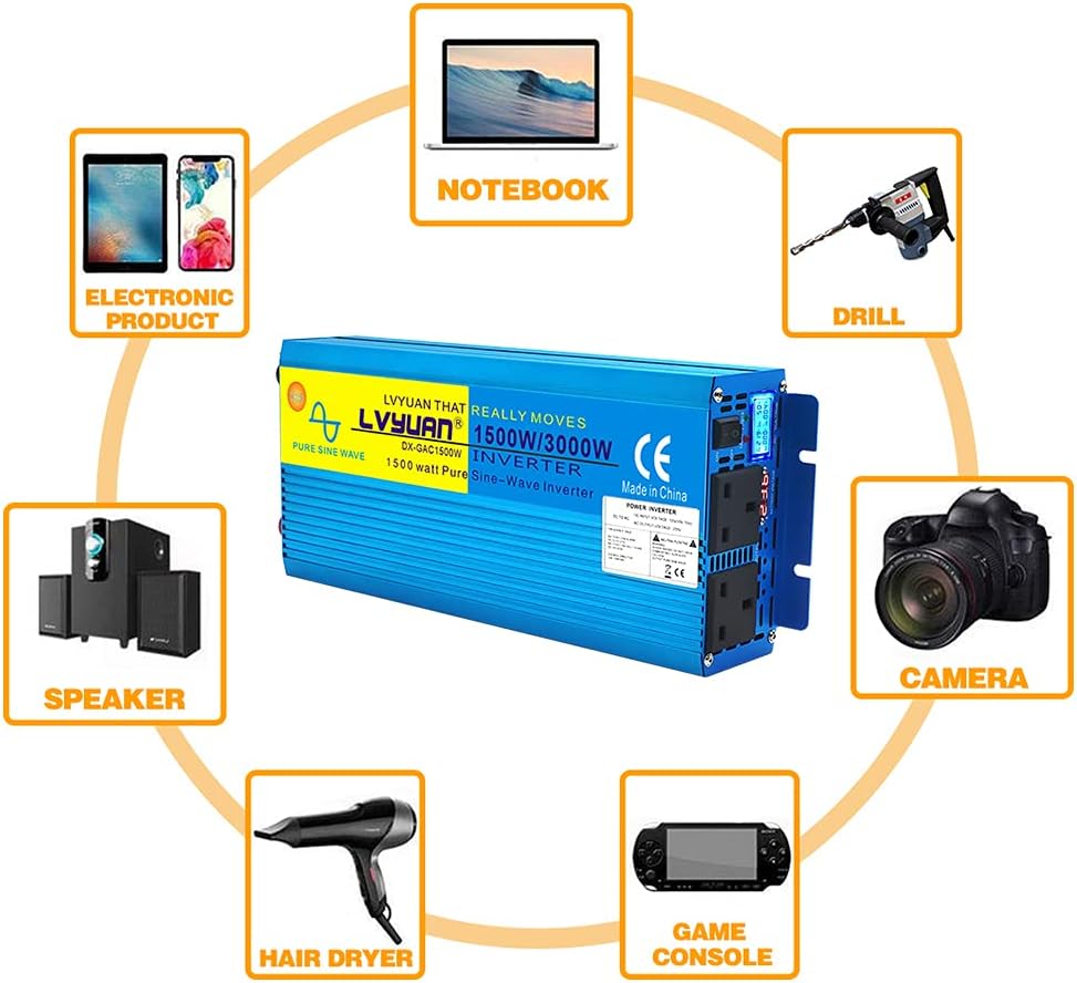 Thumbnail 3 de Cantonape 1500W Pure Sine Wave Inverter 12V to 230V 📺