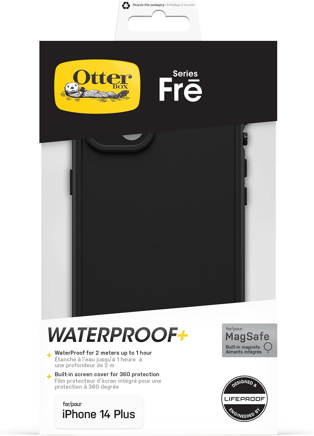 Detalle de OtterBox LifeProof Fre iPhone 14 Plus用ケース 防水・360度全面保護・MagSafe対応 BLACK/BLACK