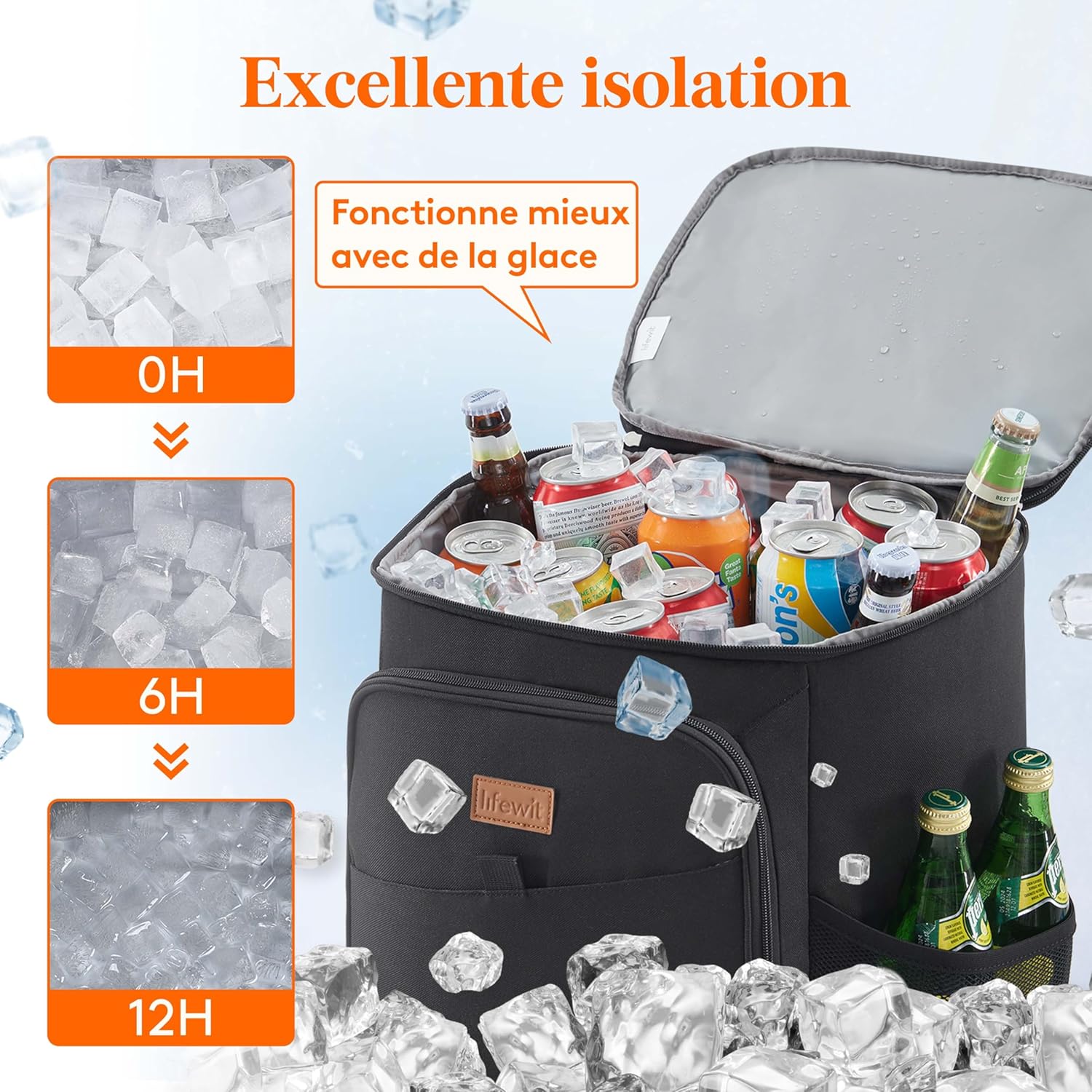 Thumbnail 1 de Lifewit Sac à Dos Isotherme Grand Glacière Souple 26L, Noir