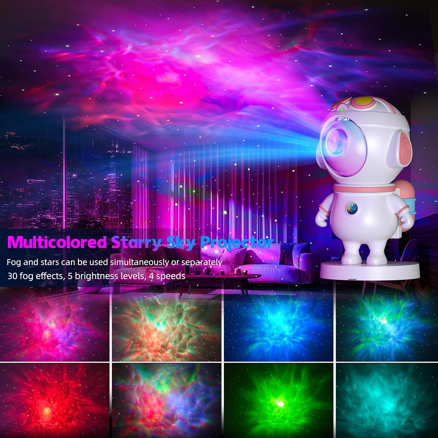 Detalle 2 de Astronaut Galaxy Projector 360° adjustable