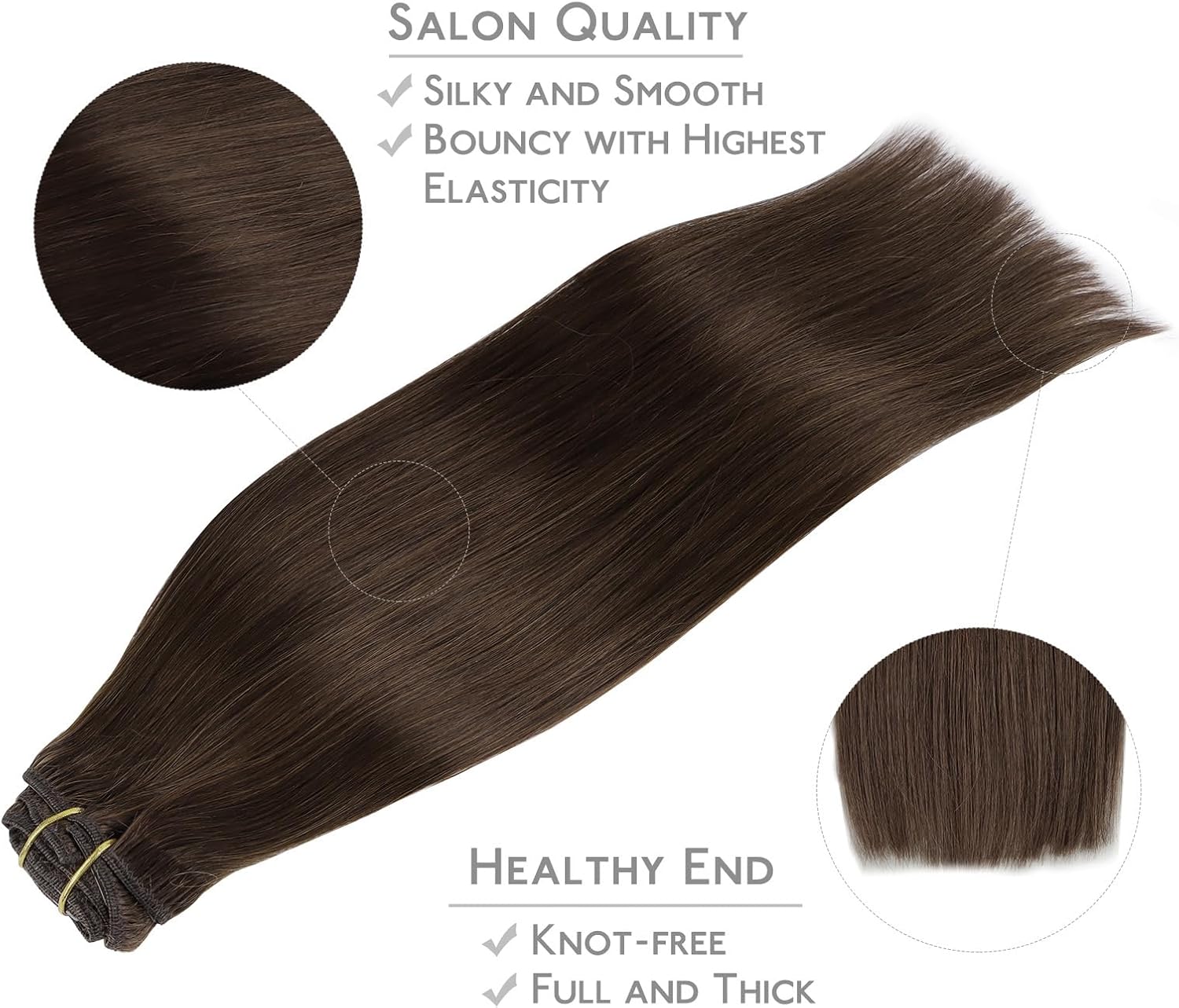 Thumbnail 3 de WENNALIFE Extension Capelli Veri Clip Remy 50 cm 120 g (7 pezzi) Marrone Cioccolato