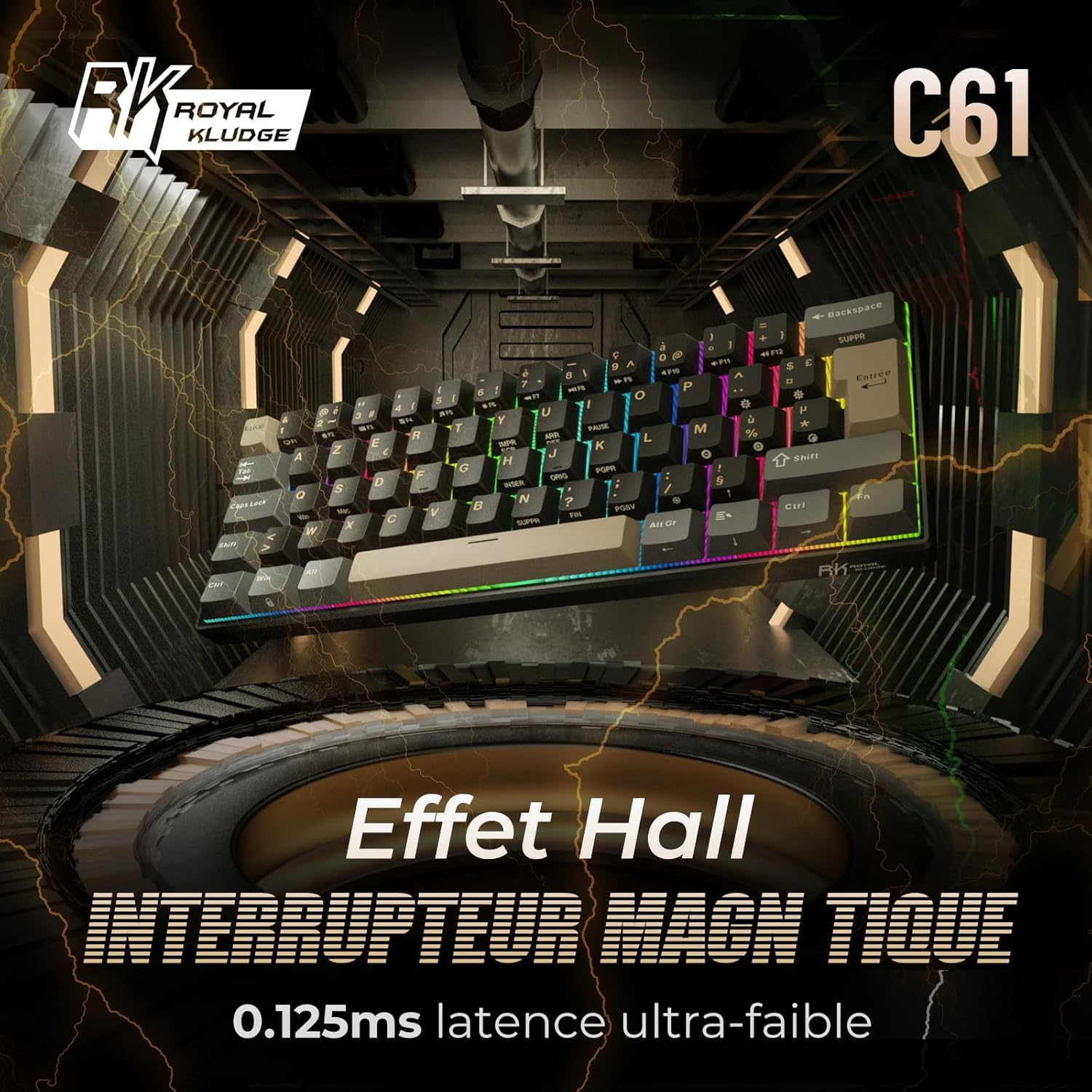 Detalle 2 de RK ROYAL KLUDGE C61 HE clavier gamer 60%