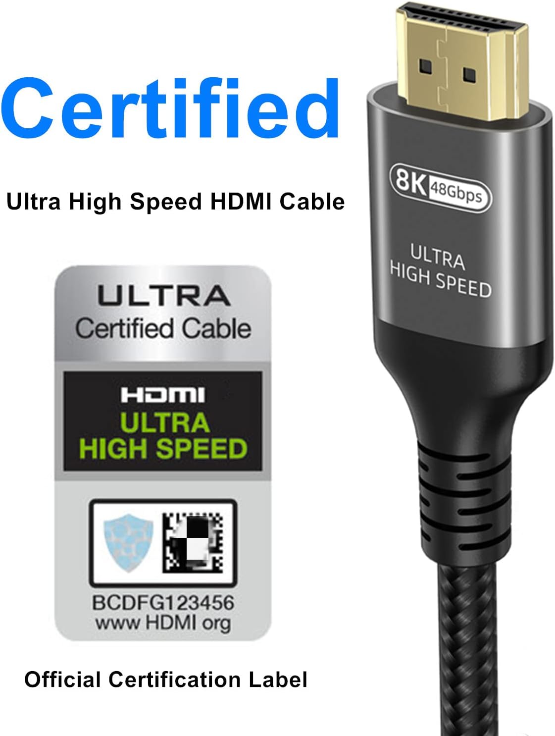 Thumbnail 1 de Cavo HDMI Ubluker 48Gbps 0,5 m – certificato HDMI, supporto 4K/8K/10K fino a 60Hz e HDR