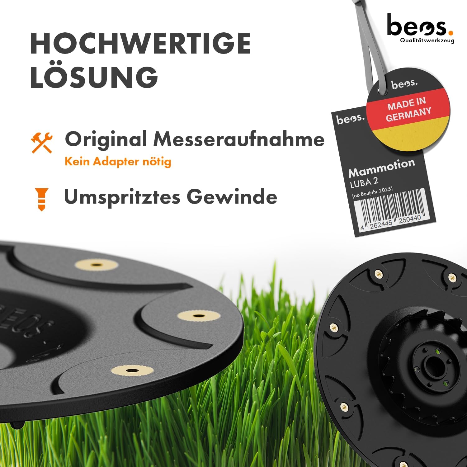 Thumbnail 3 de BEOS Premium Mähroboter Tuning Messerscheiben – kompatibel mit Mammotion LUBA2 AWD (ab Baujahr 2025), 2× Messerteller