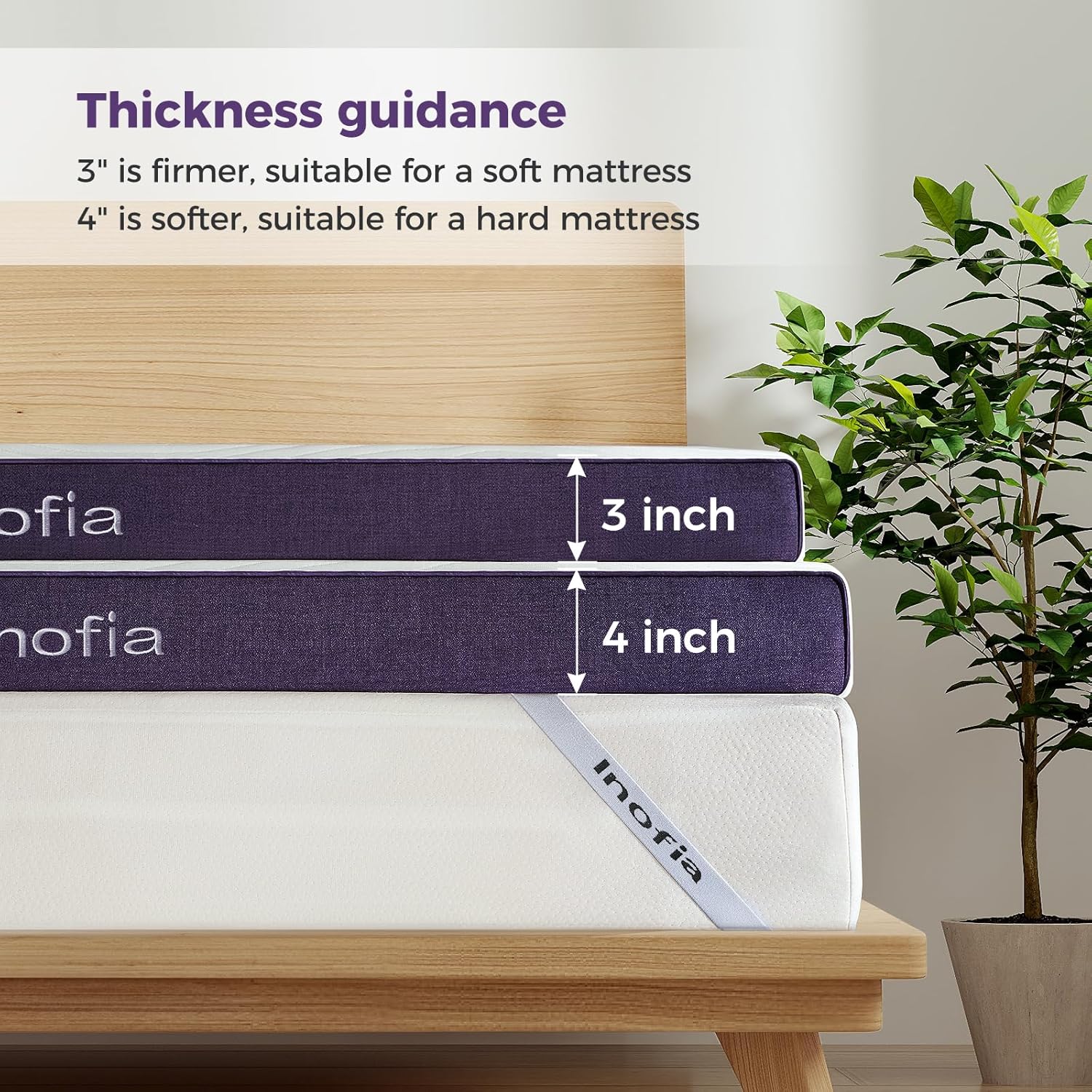 Thumbnail 6 de Inofia Gel Memory Foam Mattress Topper King (10cm) with Washable Cover – Pressure Relief & Sleep Cooler