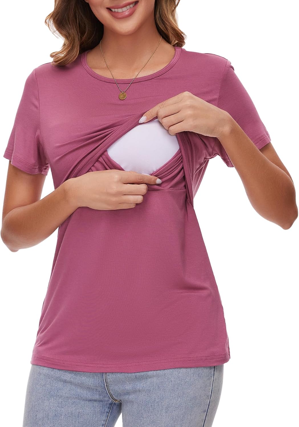 Detalle de Sosolism Women’s Maternity Nursing Tops for Breastfeeding – 3-Pack