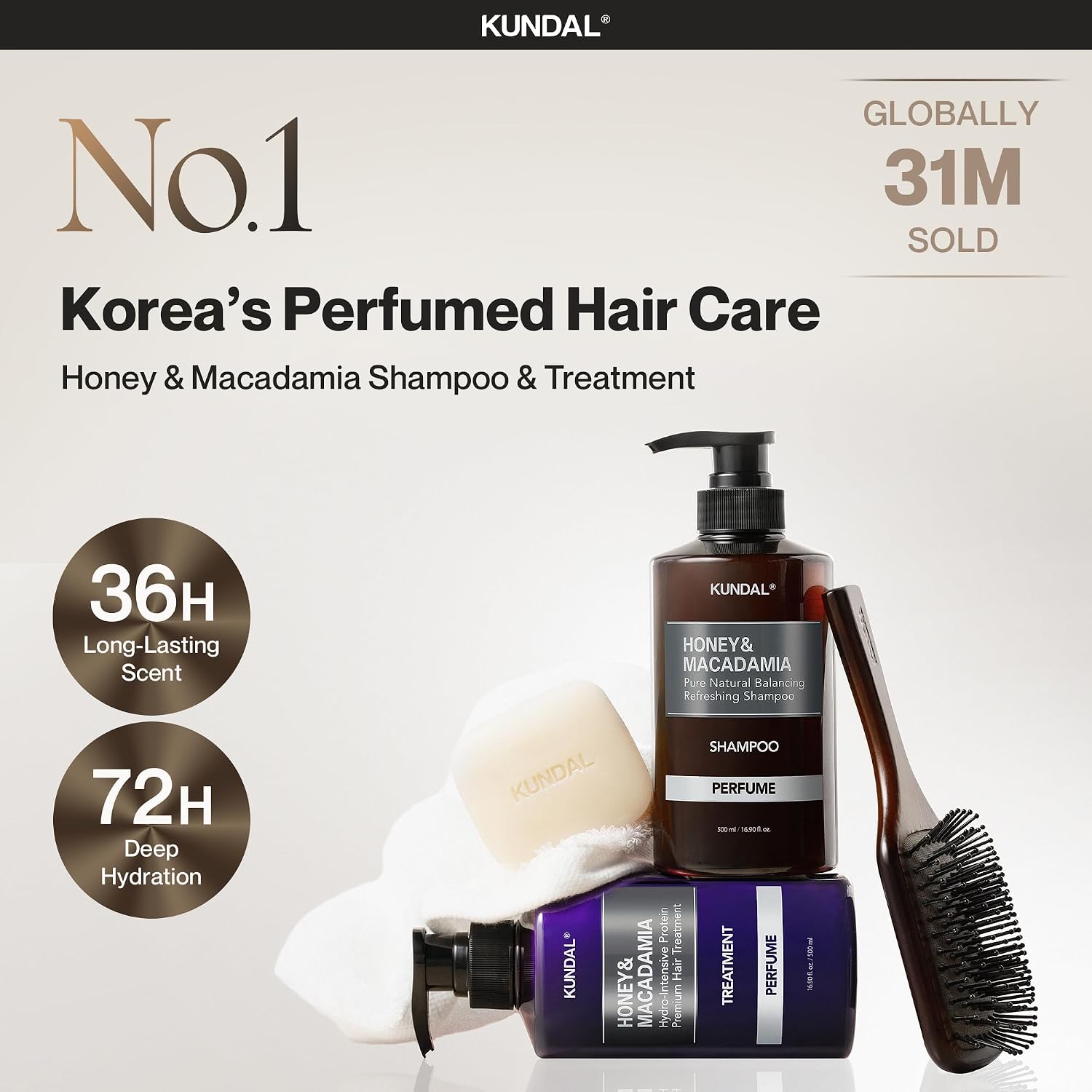 Detalle 2 de KUNDAL Korean Shampoo and Conditioner Set (Cherry Blossom) with Argan & Macadamia Oil — Sulfate-Free