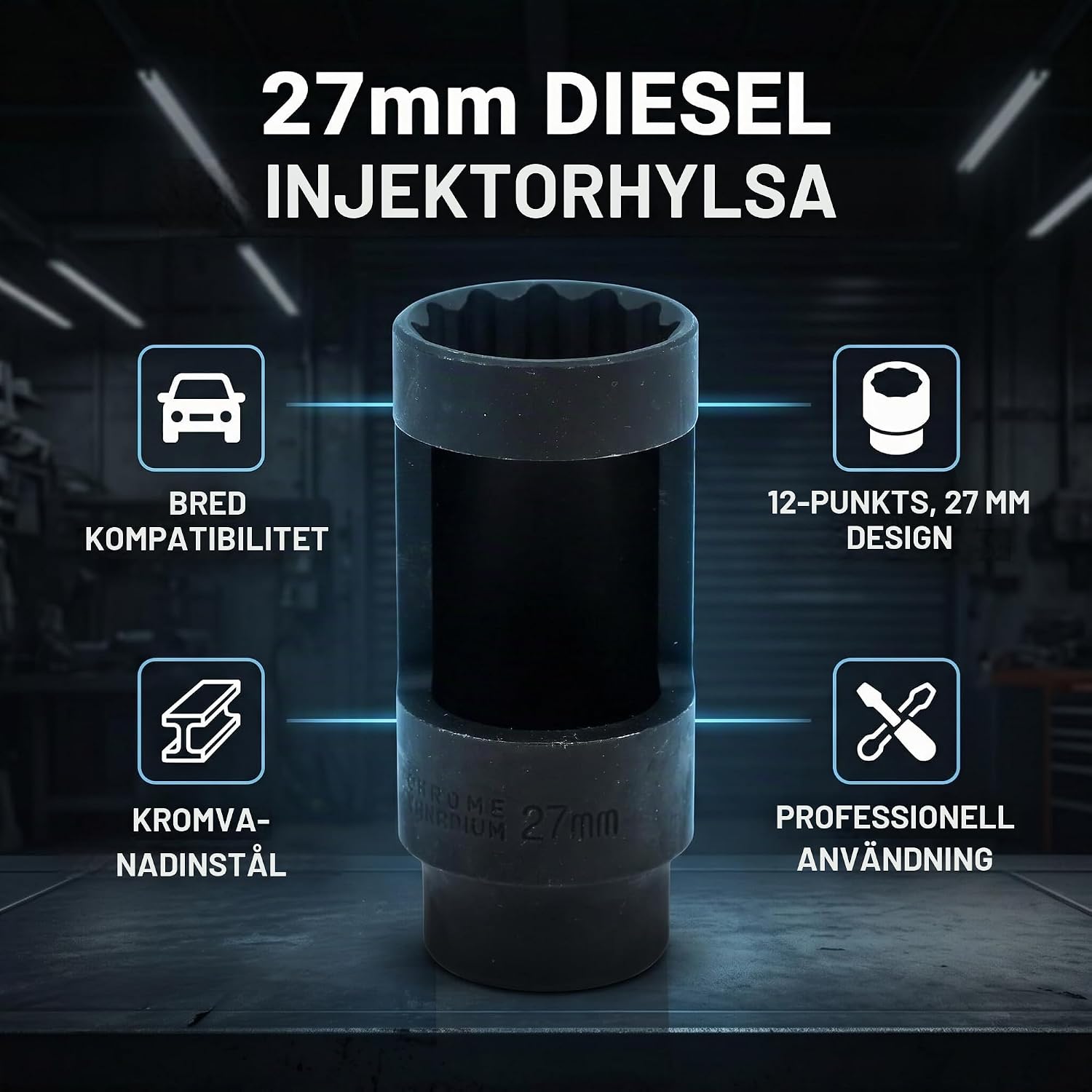 Detalle 1 de Aramox Aramoxda9i3vnepy injektorhylsa 27 mm, 12-kant, 1/2-tums drivning