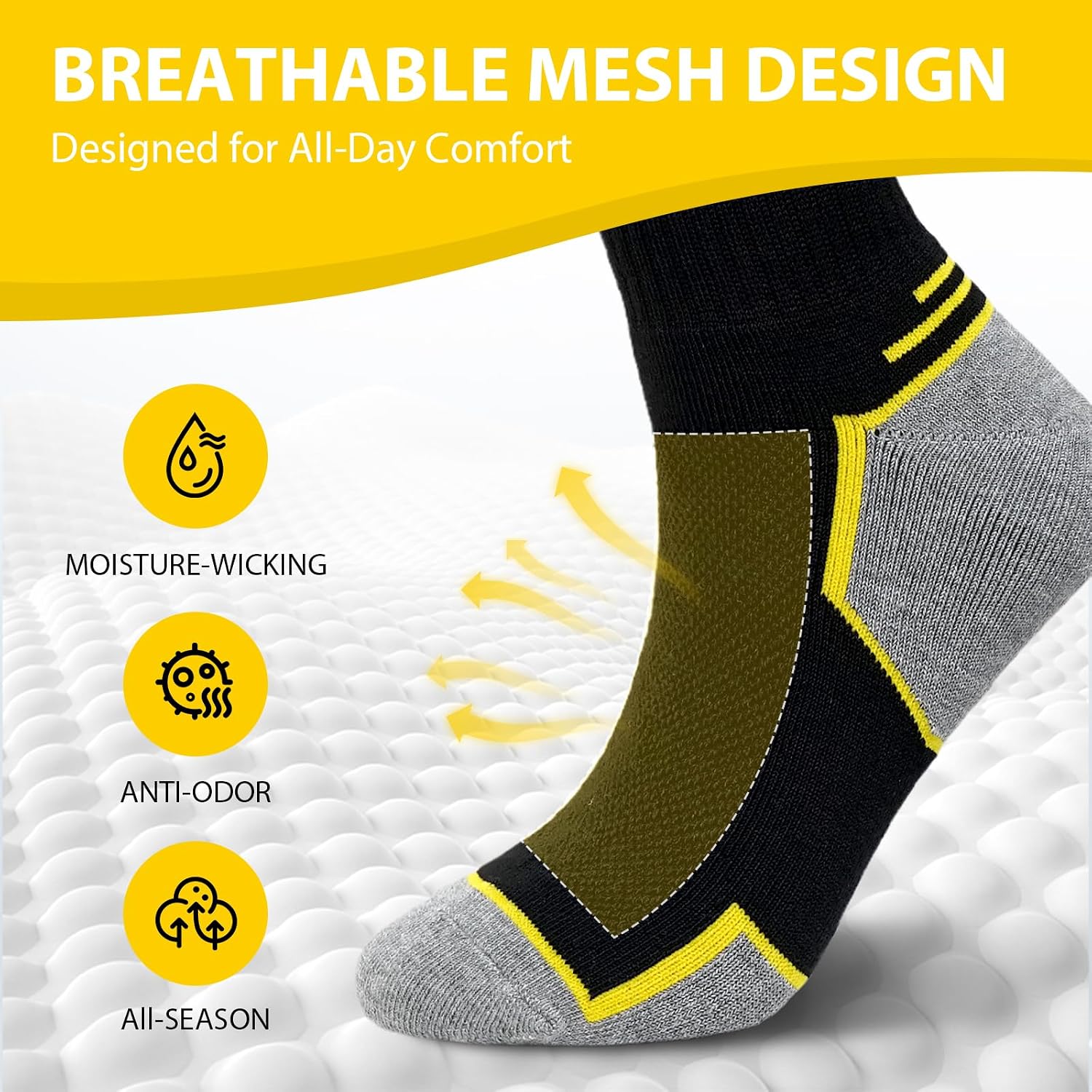 Thumbnail 3 de LOFIR chaussettes de travail sécurité renforcées homme (pack de 10) pour bottes de sécurité respirantes et résistantes, taille 39-50