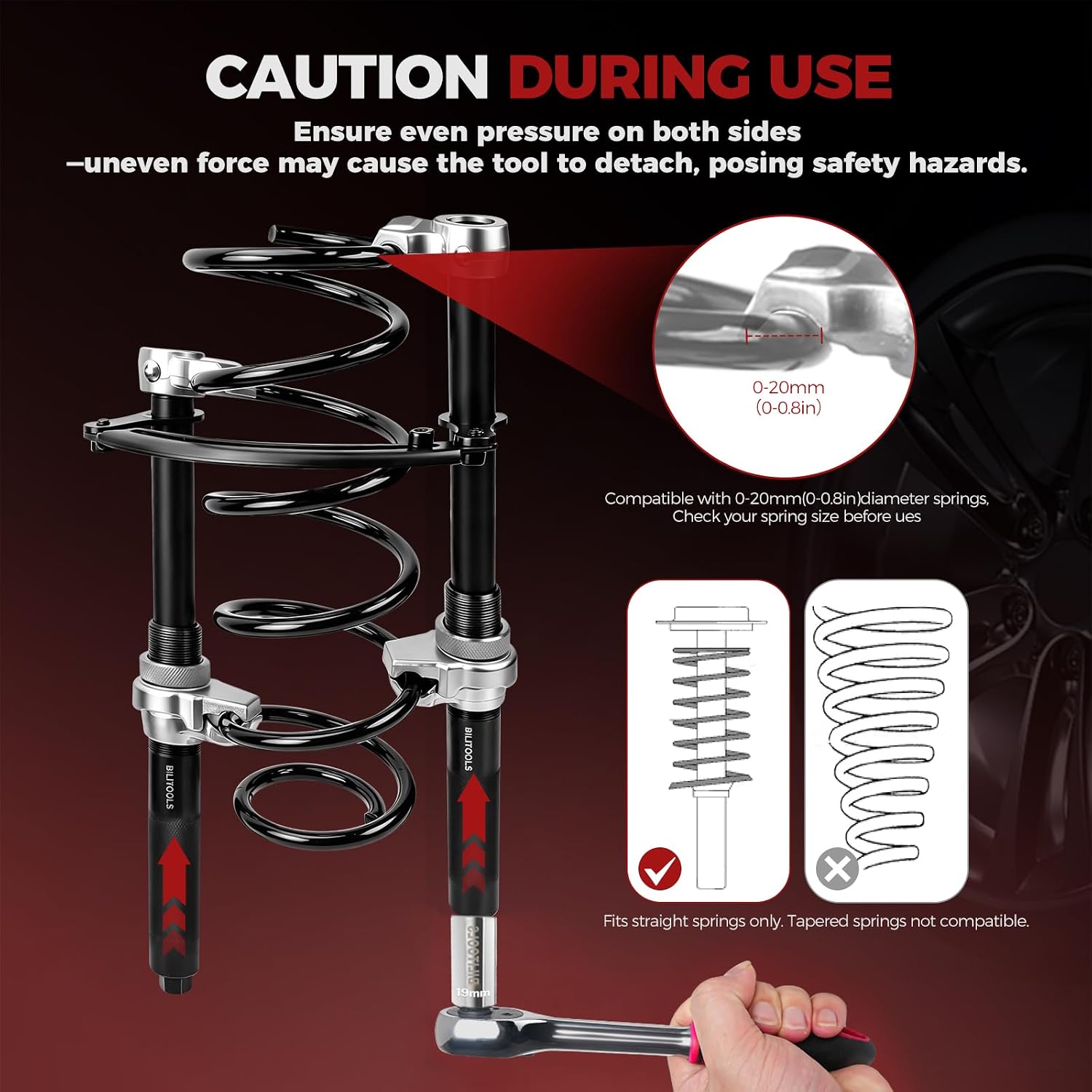 Thumbnail 4 de BILITOOLS B1F91604 2-Piece Coil Spring Compressor, 2,645 lb Capacity
