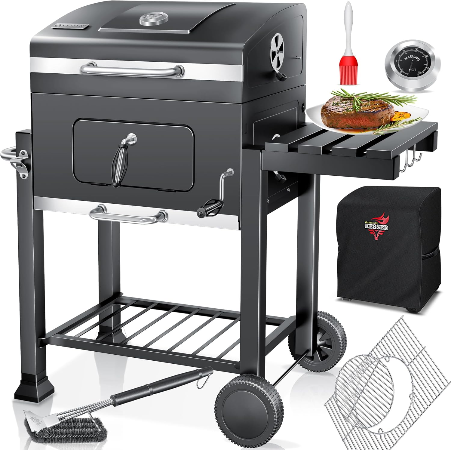 Detalle de KESSER® Grillwagen BBQ Smoker XL 56x41,5 cm