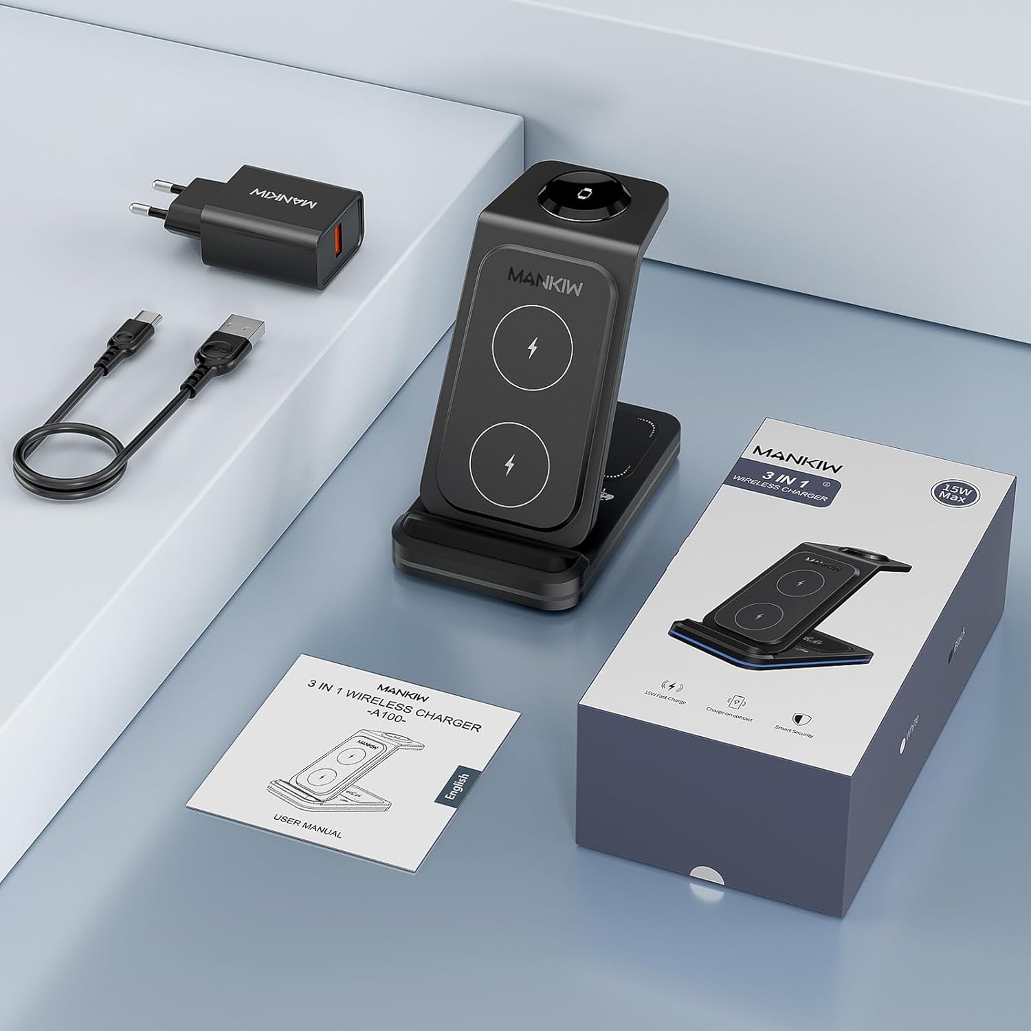 Thumbnail 6 de Stazione di Ricarica 3 in 1 MANKIW: ricarica Wireless per iPhone, Apple Watch e AirPods