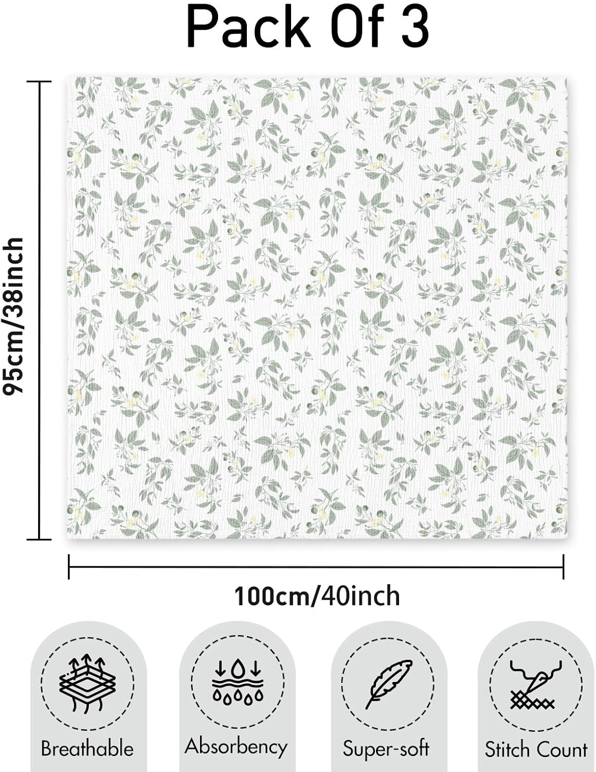 Detalle 2 de GLLQUEN BABY Baby Blankets 95x100cm 3 Pack