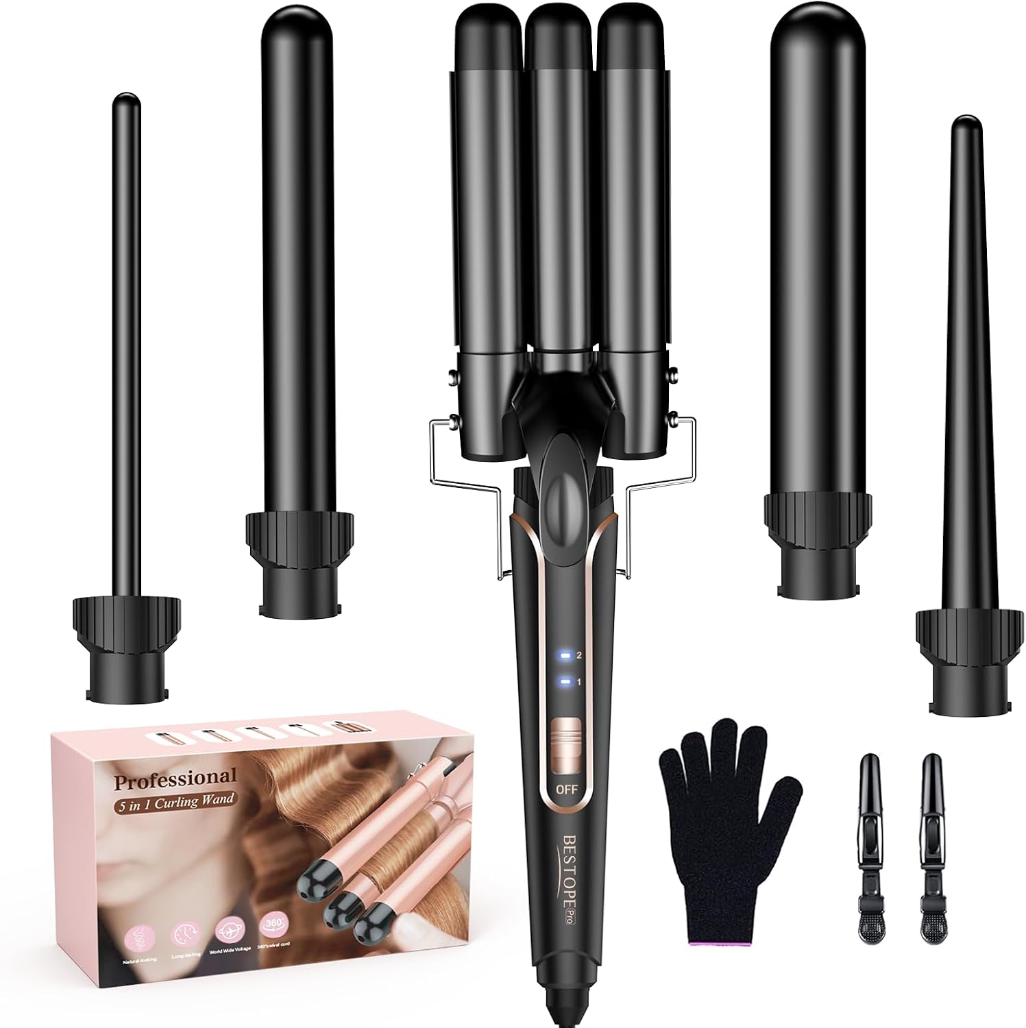 Detalle de Lockenstab 5 in 1 mit 3 Fässern