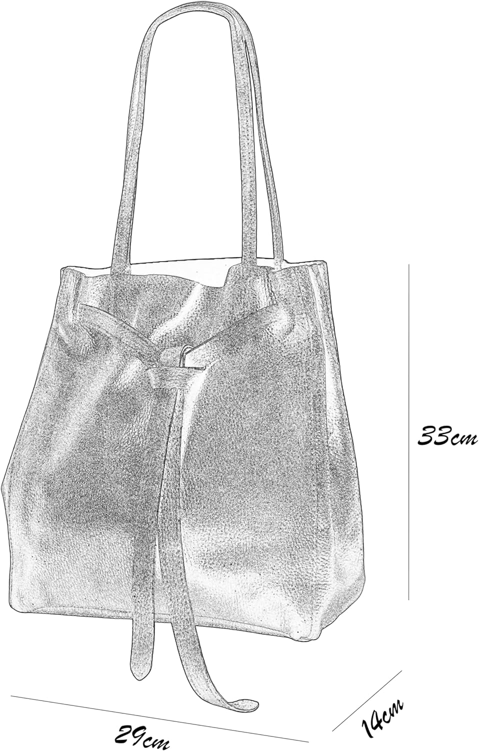 Detalle de SH Leder Sandra G535 – Borsa shopper da donna in vera pelle bovina con fiocco, 29 x 33 cm