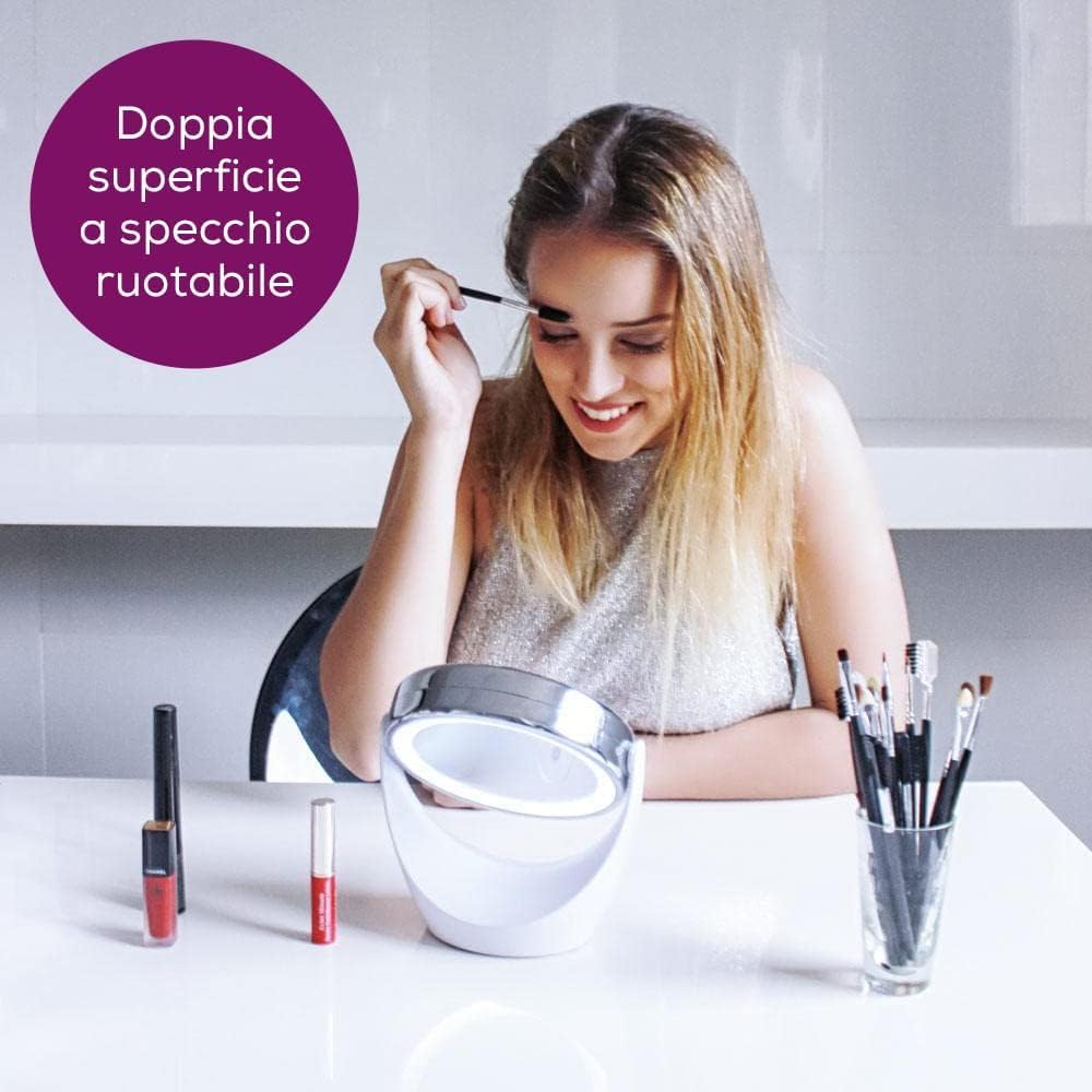 Detalle de Beurer BS 49 Specchio Cosmetico Illuminato: luci LED, 2 superfici, ingrandimento 5X