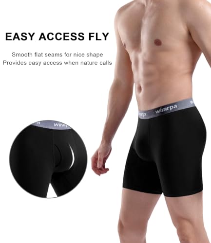 Detalle de Wirarpa Calzoncillos Boxer de Algodón para Hombre (Pack 4) con Mosca Abierta – Talla L