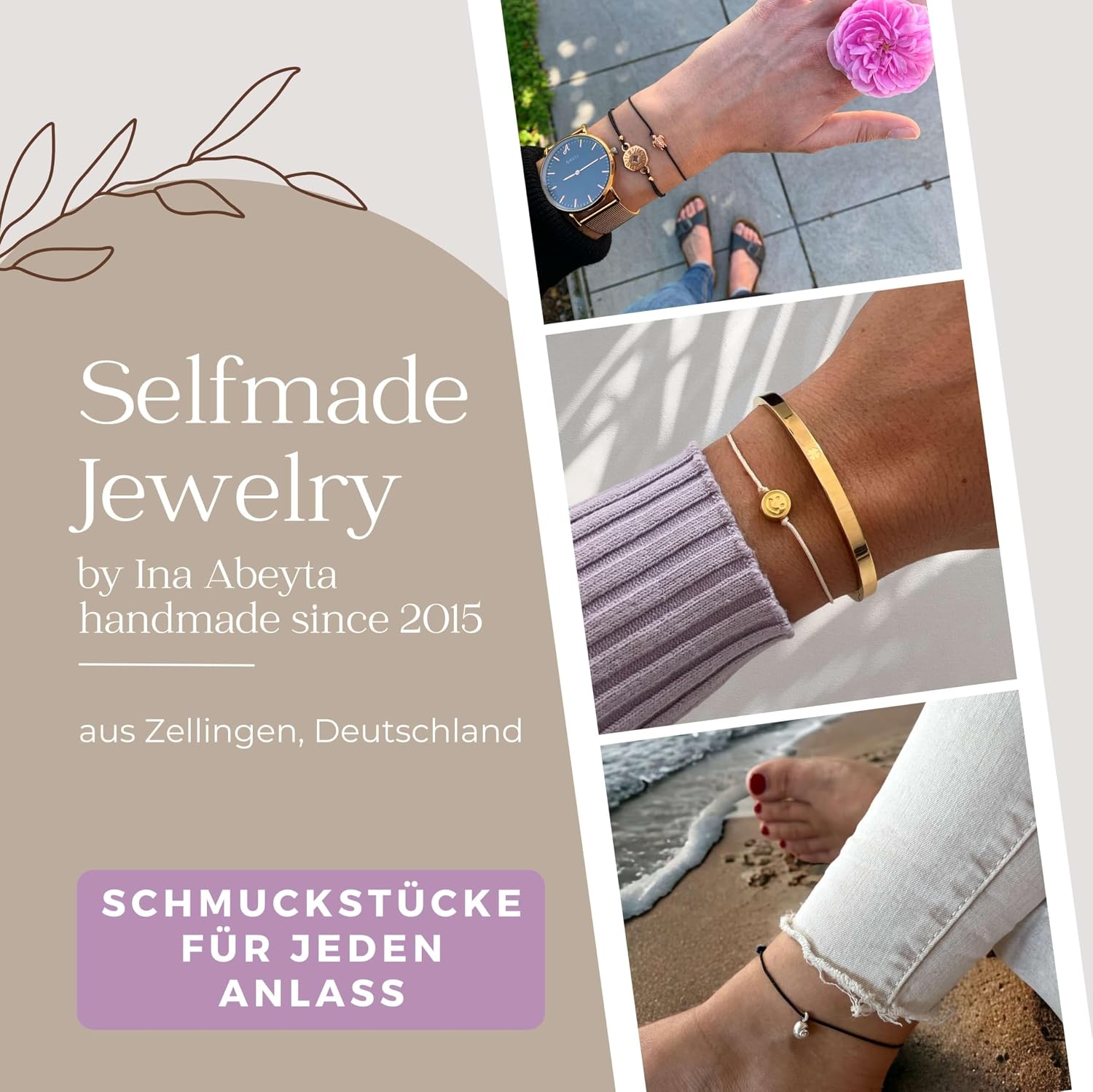 Thumbnail 6 de Selfmade Jewelry Damen-Armband „Kreis“ in Silber – größenverstellbares Makramee-Armbändchen inkl. Geschenkverpackung