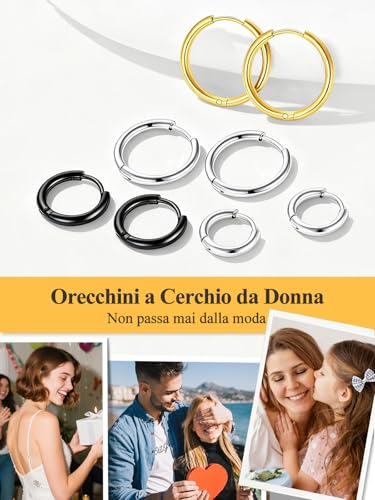 Thumbnail 6 de U7 Orecchini Donna Cerchio Piccolo 12 mm in Acciaio Inossidabile – modello Huggie