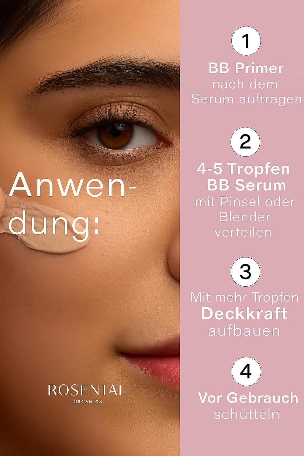 Detalle de ROSENTAL ORGANICS BB Serum (30ml) – 2-in-1 Make Up & Skincare mit Squalan, Aloe Vera & Ginseng