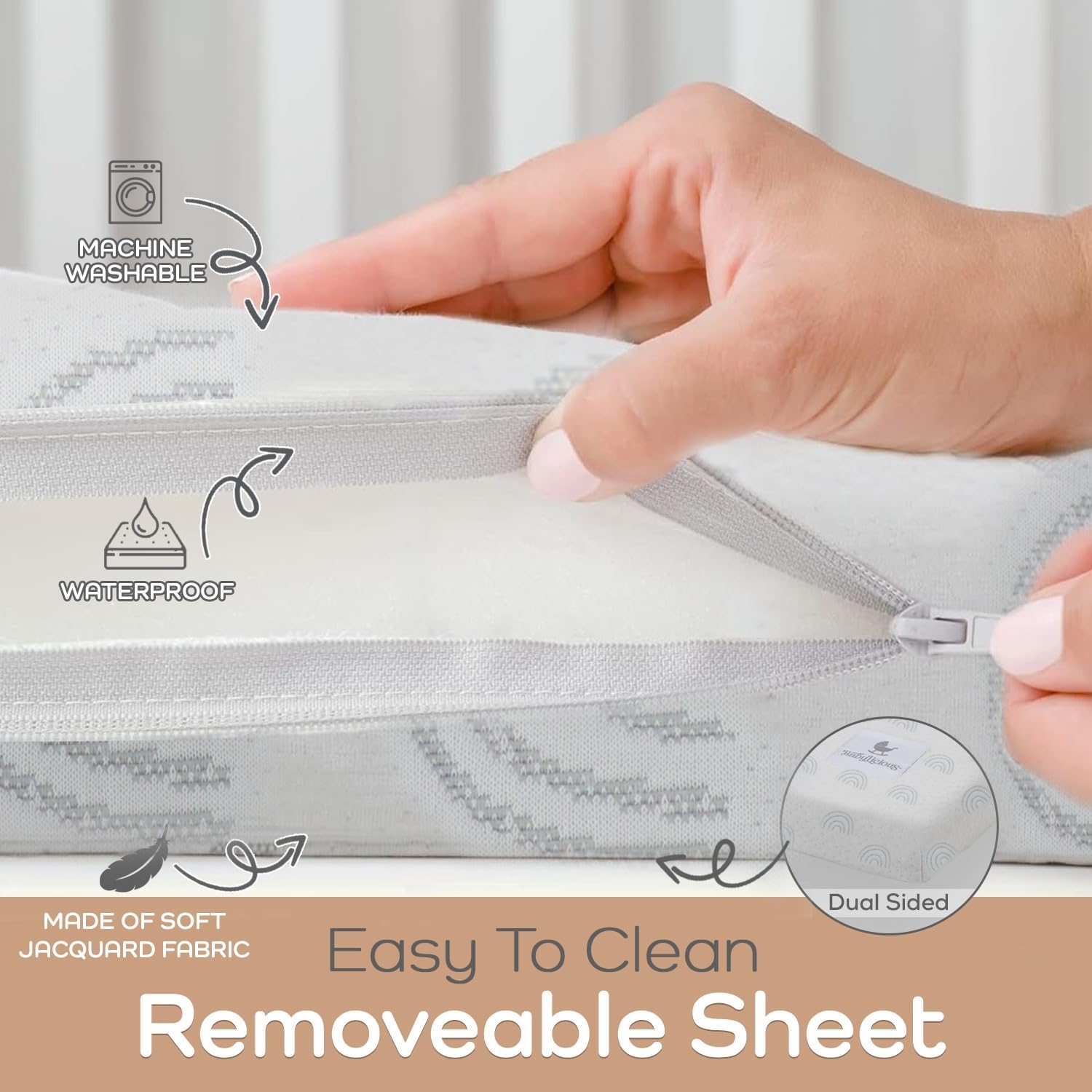 Detalle 2 de Babylicious Babylicious Pack and Play Mattress Pad, 38 x 26 in, Waterproof Memory Foam