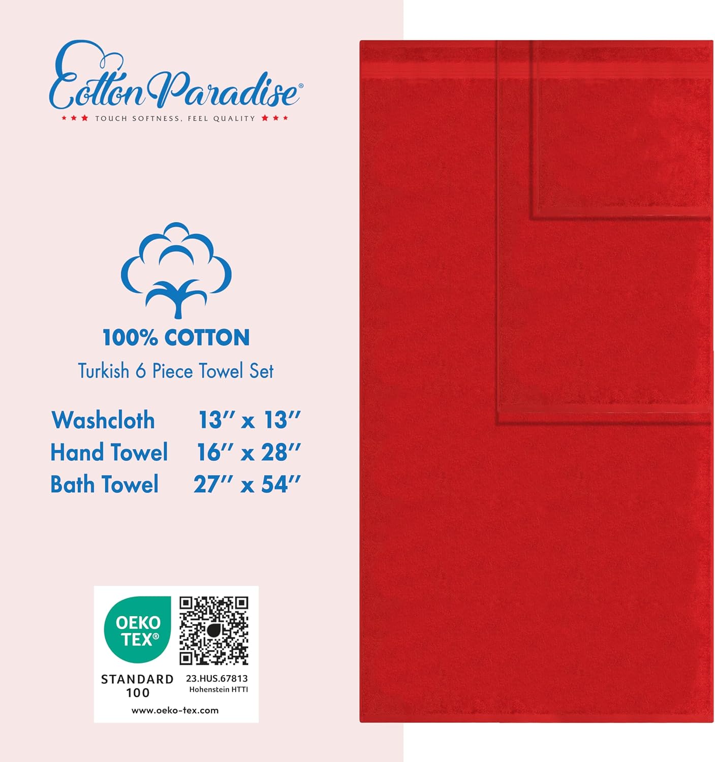 Thumbnail 3 de Cotton Paradise 6 Piece Towel Set