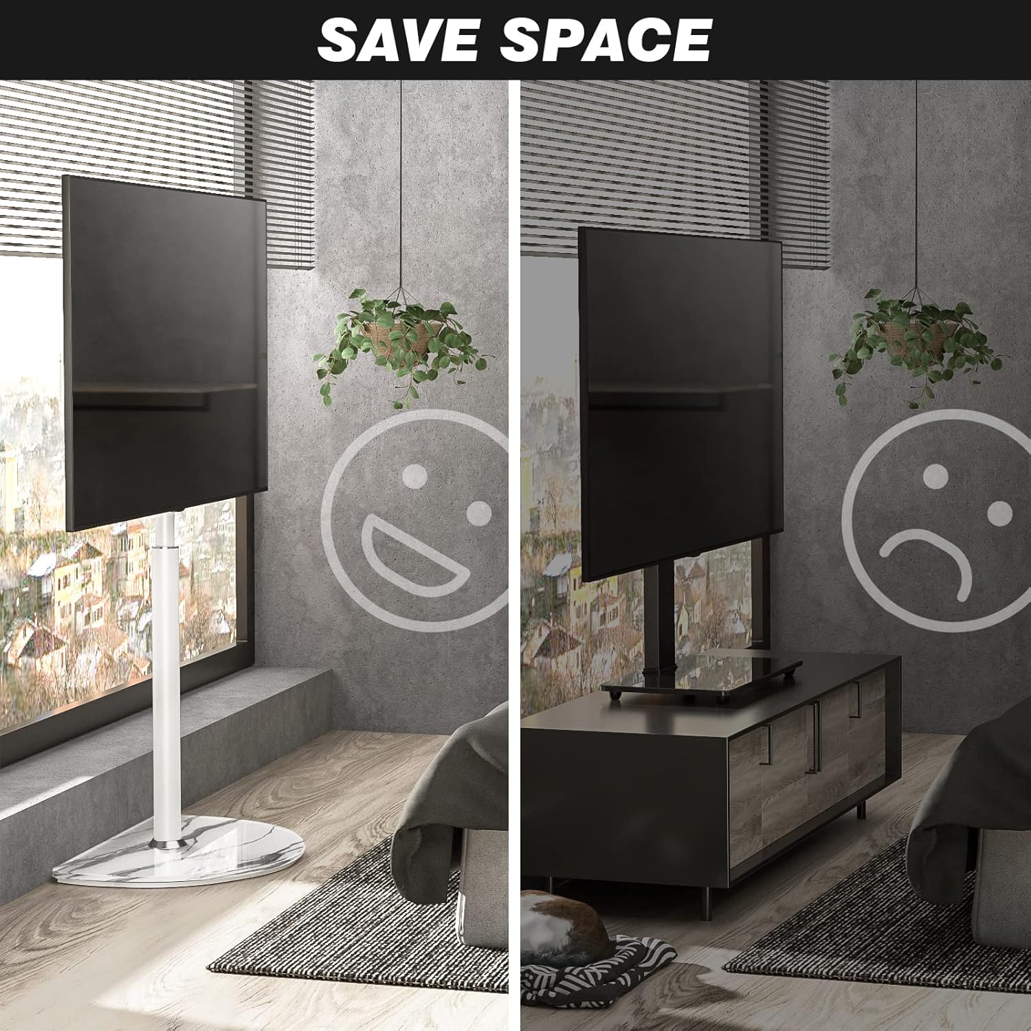 Thumbnail 5 de Rfiver RFIVER Support TV au sol pivotant pour écrans plats 32 à 65 pouces, hauteur réglable