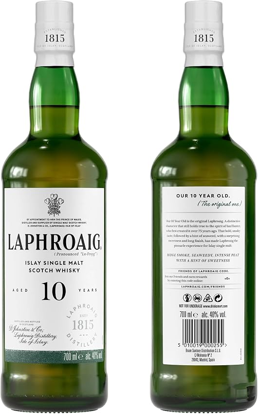 Detalle 2 de Laphroaig 10 años Whisky Escocés Islay 🥃 750ml