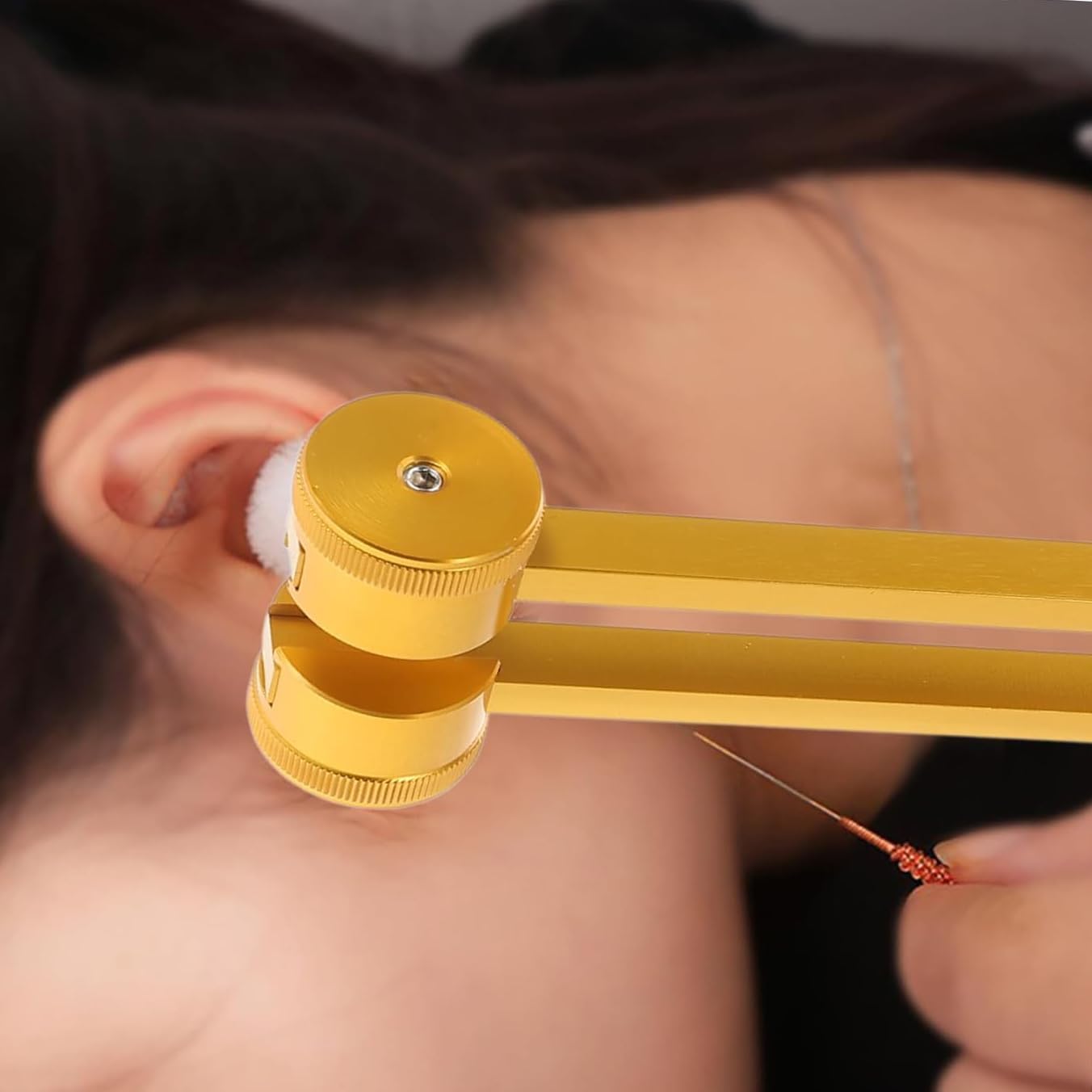 Thumbnail 3 de Stimmgabel 128 Hz aus Aluminiumlegierung (Gold) mit Silikonhammer, Zubehör und Reinigungstuch