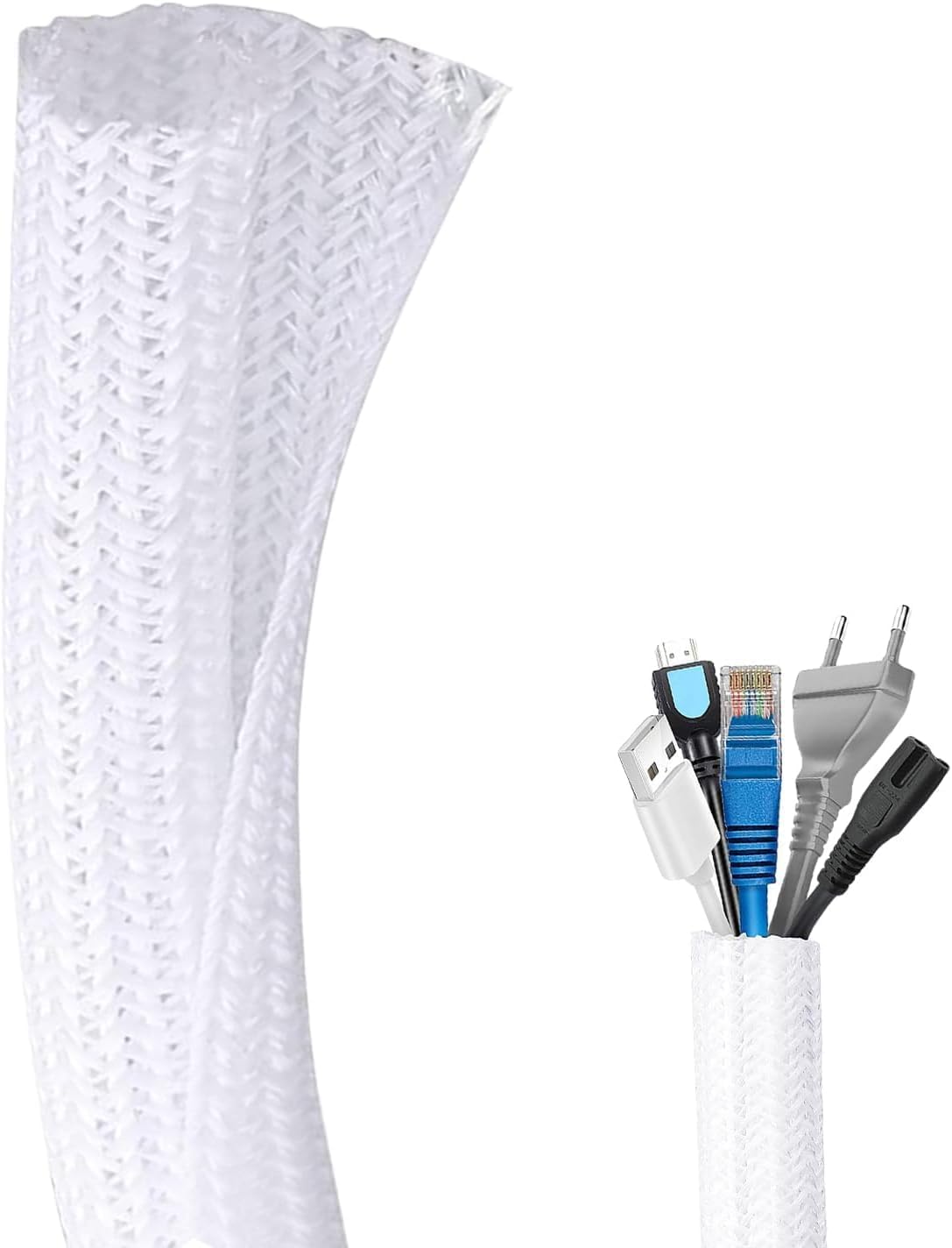 Detalle de Flintronic 10ft x 1 inch Cord Protector cable loom sleeve for tidy, chew-resistant cord management