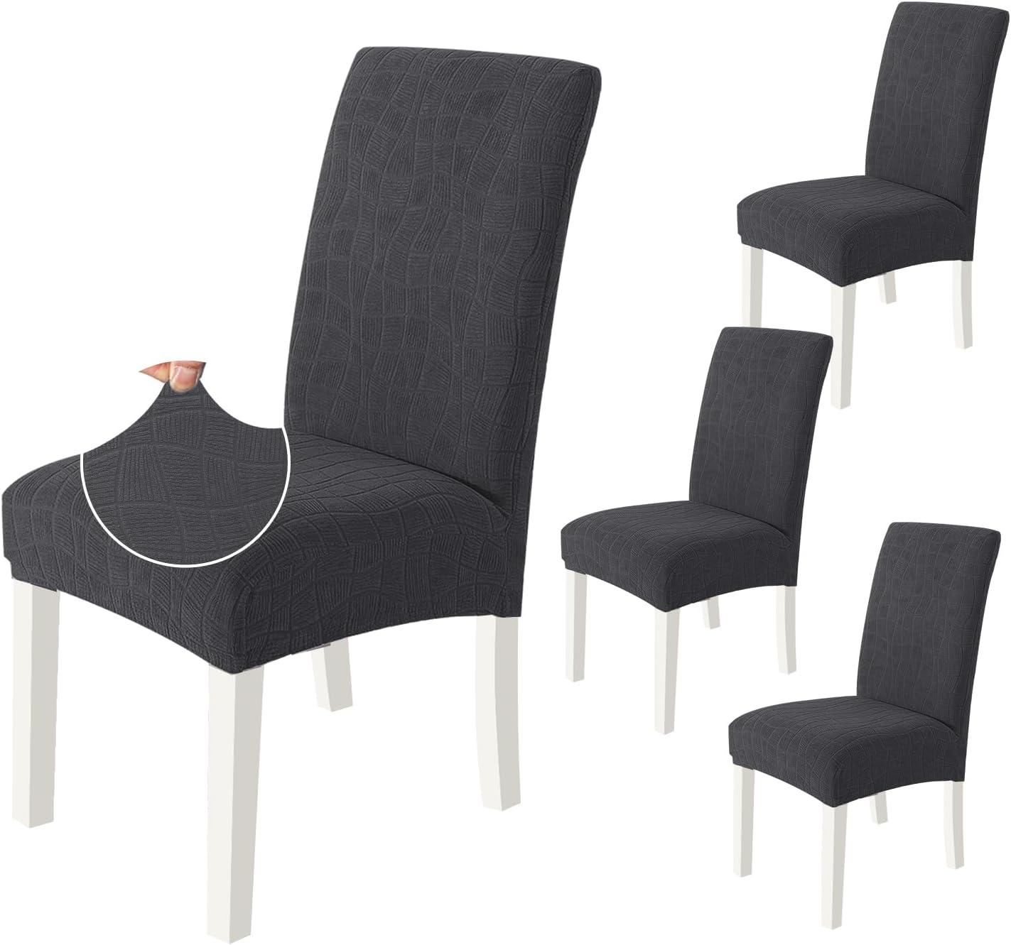 Detalle de Housse de Chaise Ystyle 4 Pièces – Gris Foncé, Extensible, Lavable et Protection Durable