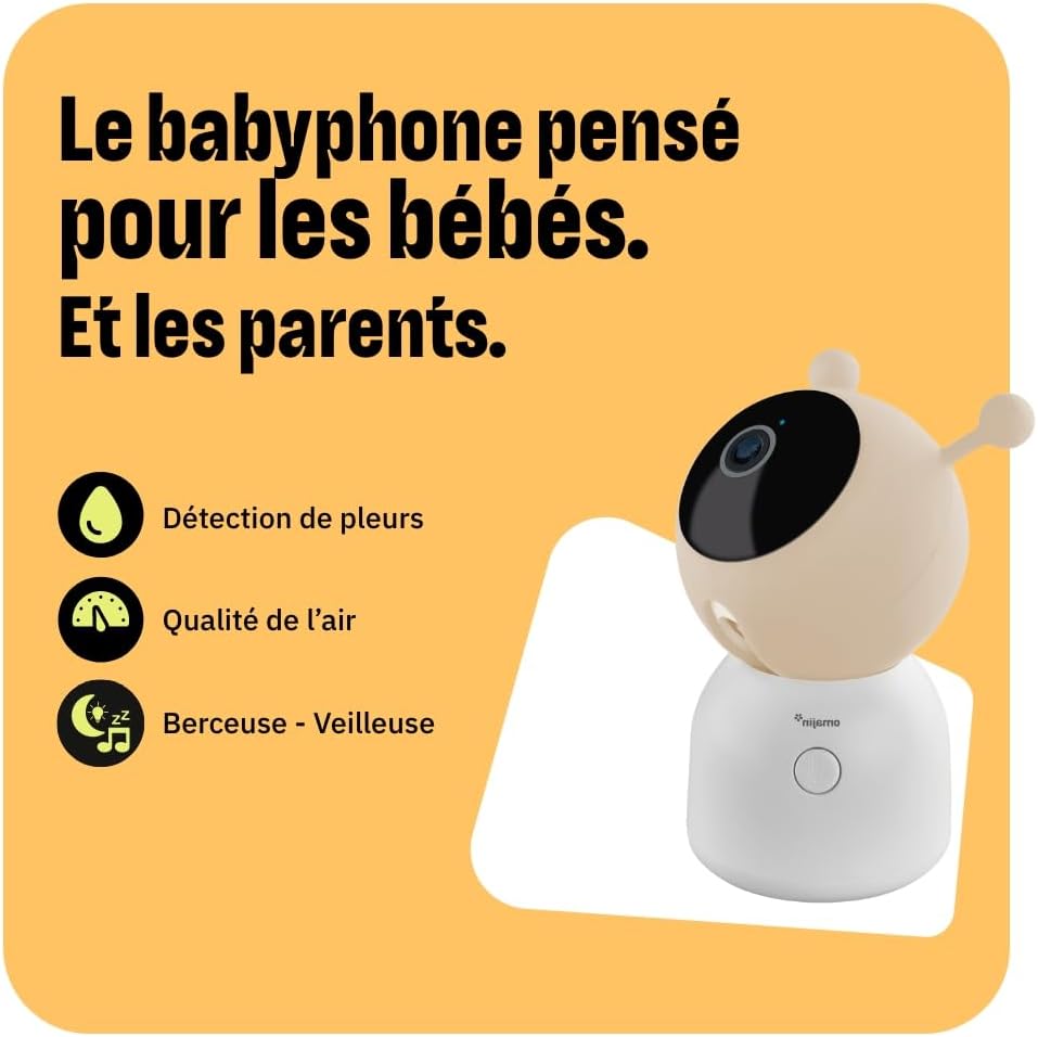 Thumbnail 1 de OMAJIN by Netatmo Smart Baby Monitor Camera 2K HD (OBC-01) : caméra 2K avec vision nocturne, détection des pleurs et audio bidirectionnel