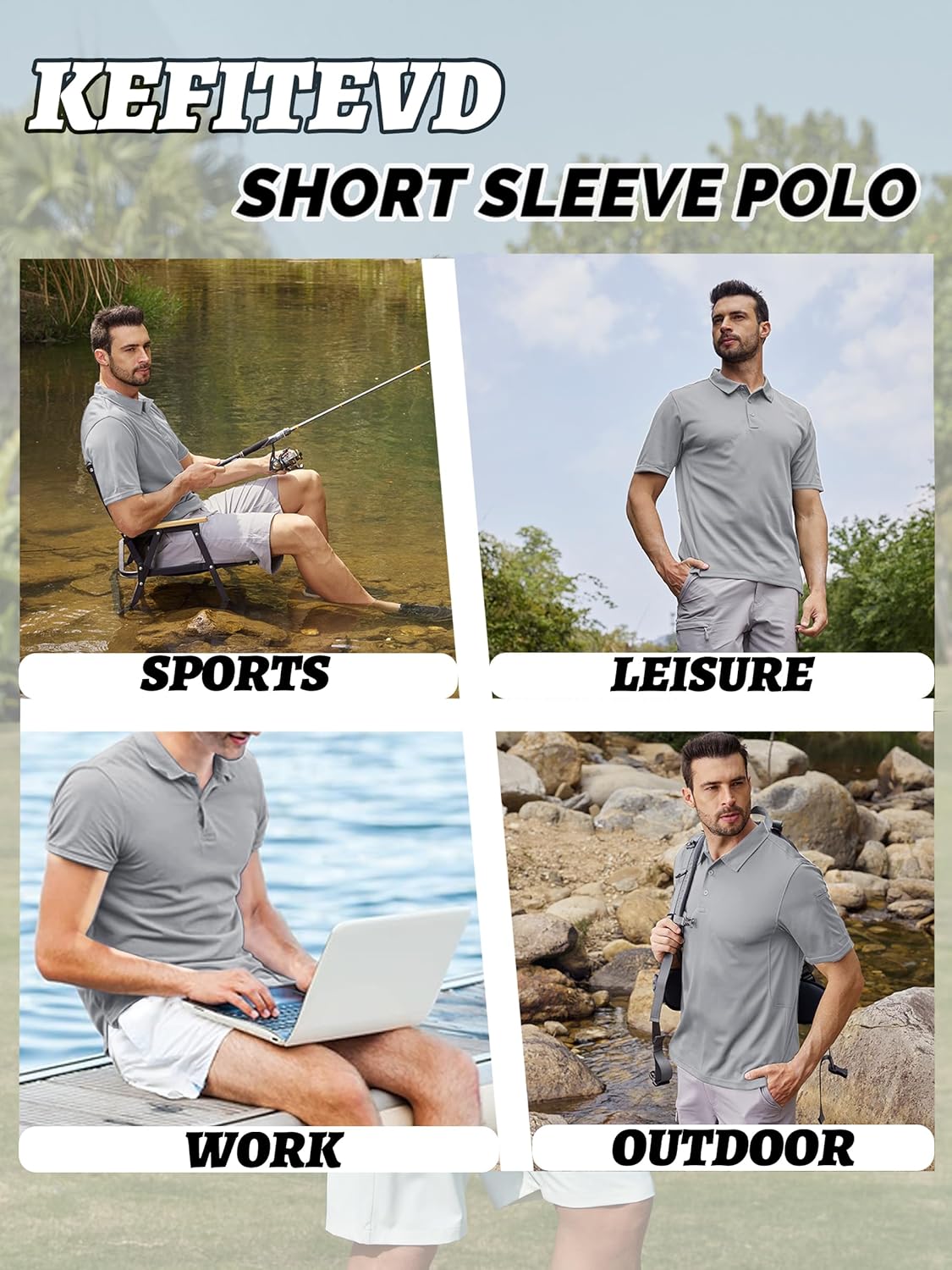 Thumbnail 5 de KEFITEVD Polo Shirts Uomo Manica Corta: asciugatura rapida e leggerezza per outdoor