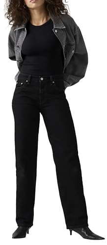 Detalle de Levi's 501 90's Donna — Jeans con vita media e vestibilità ampia in Rinsed Blacktop 31W/32L