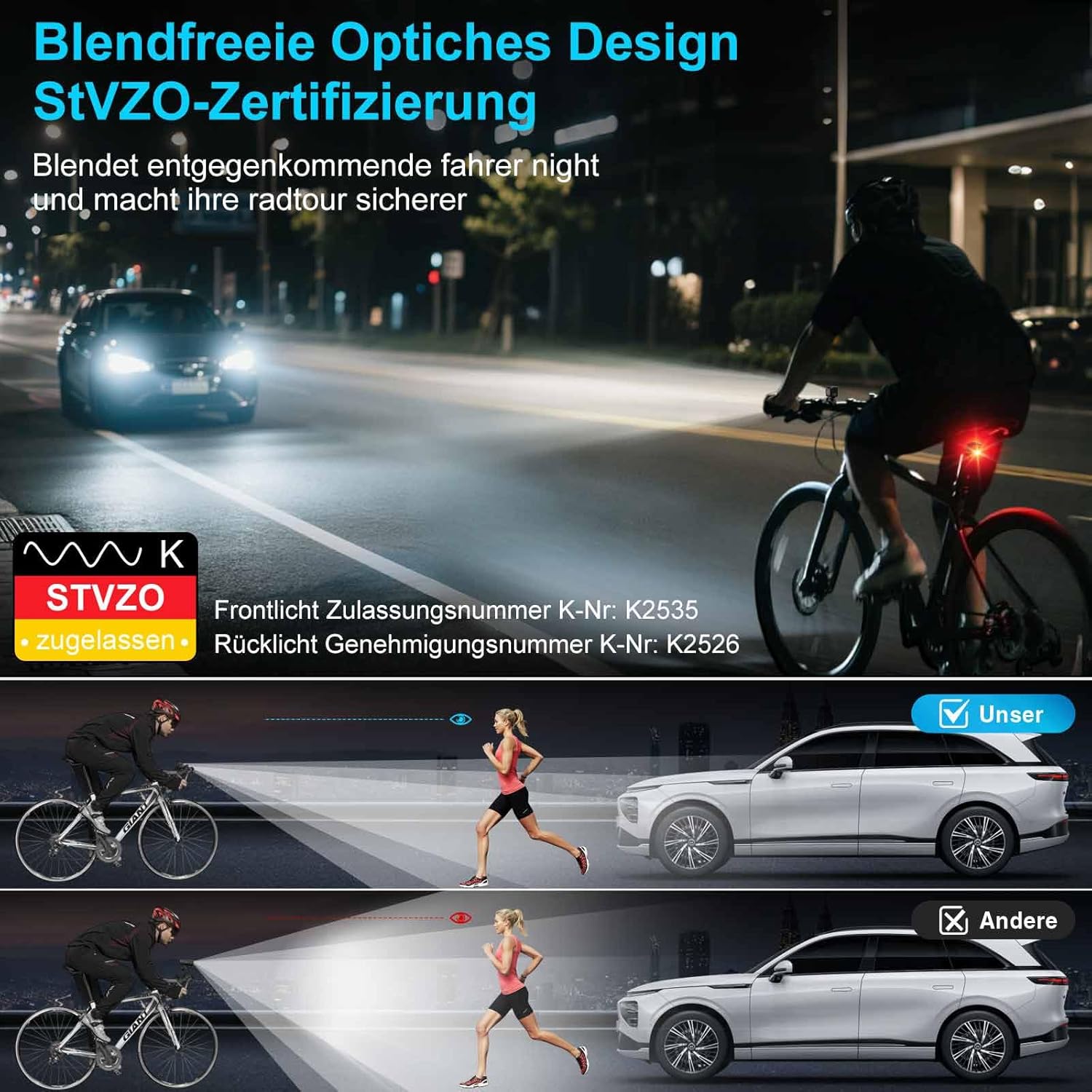 Detalle de toptrek Fahrradlicht Set 2000 mAh