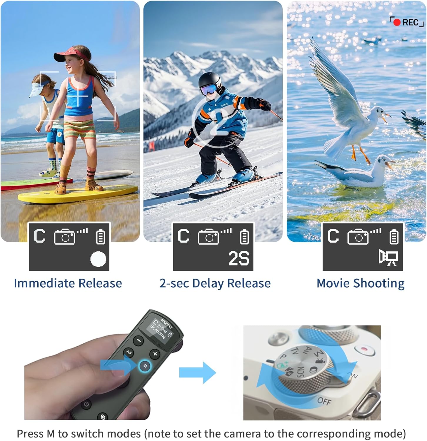 Thumbnail 2 de AODELAN wiederaufladbare drahtlose Shutter-Release-Fernauslöser kompatibel mit Canon (u. a. R50, G7 X Mark III, R6 Mark II) – ersetzt BR-E1