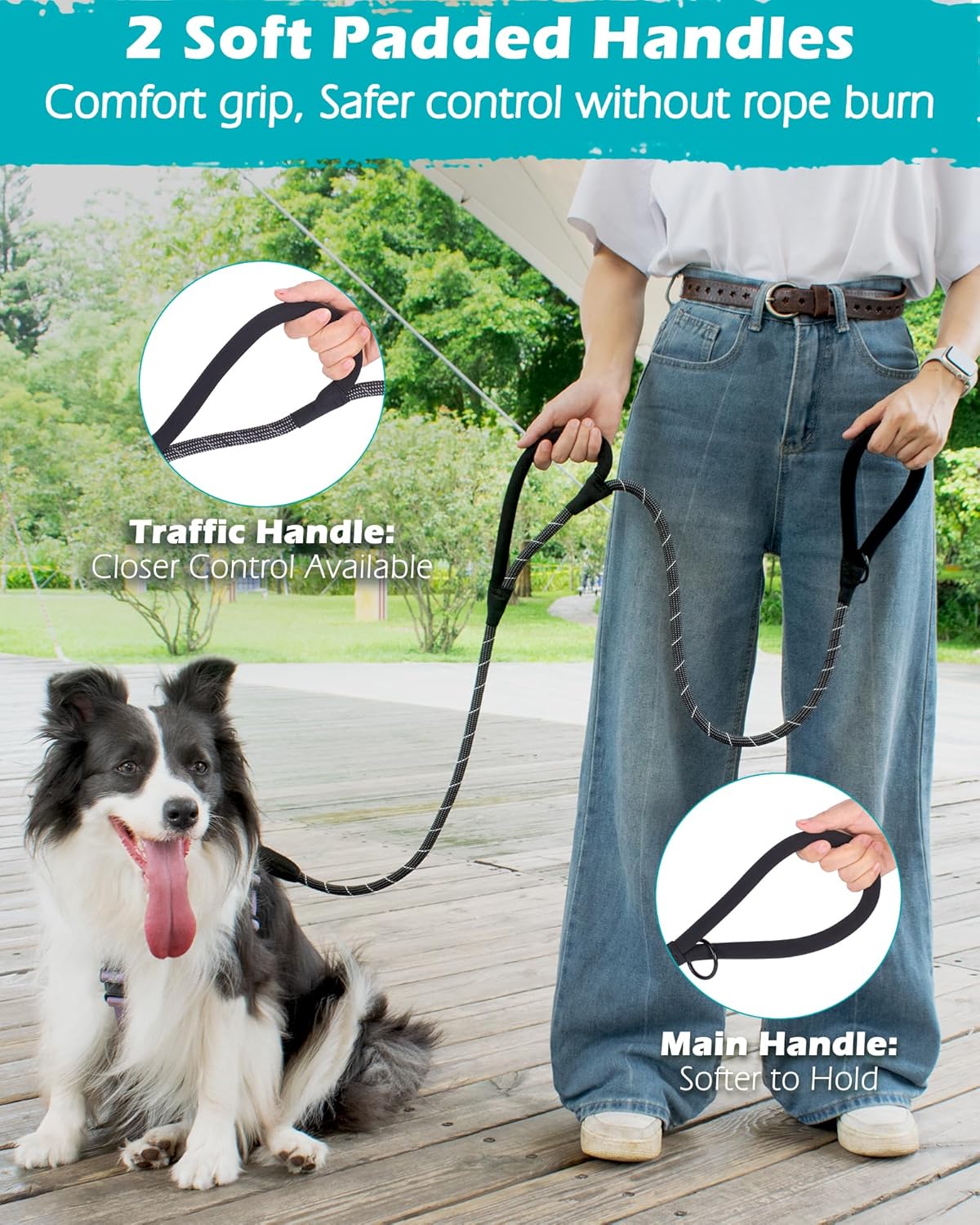 Thumbnail 3 de PetBonus Reflective Rope Dog Lead (1.8 m) with Lockable Hook & Padded Handles