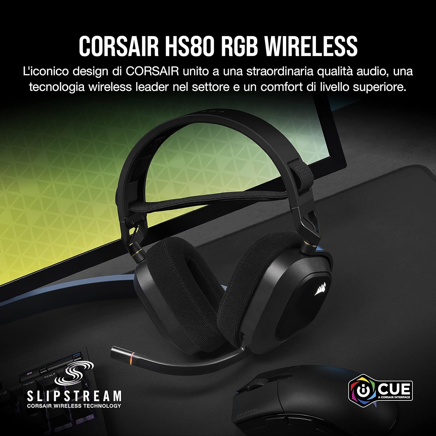 Thumbnail 2 de CORSAIR HS80 RGB WIRELESS cuffie da gioco multipiattaforma con Dolby Atmos e microfono omnidirezionale