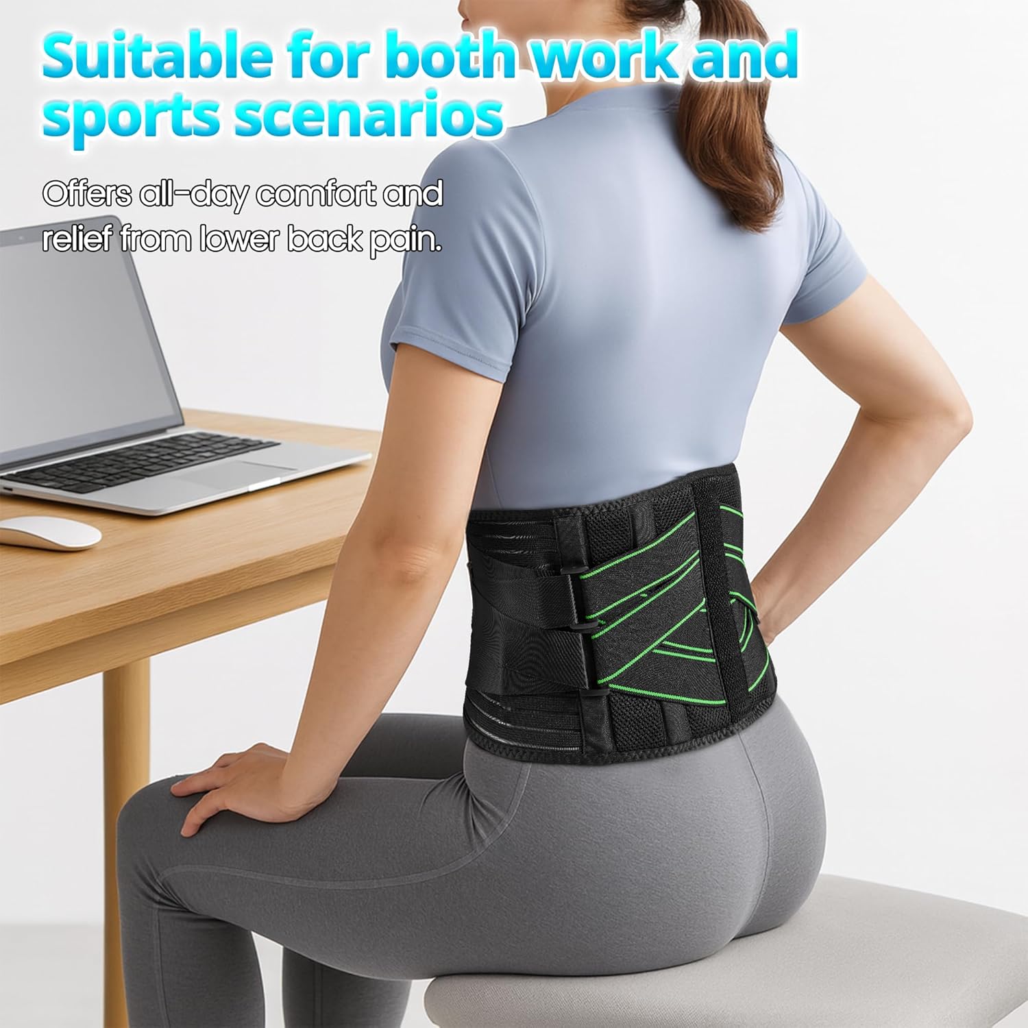 Thumbnail 5 de Lureon Fascia Lombare con 7 Barre Metalliche di Sostegno – supporto lombare traspirante con cuscino 3D rimovibile